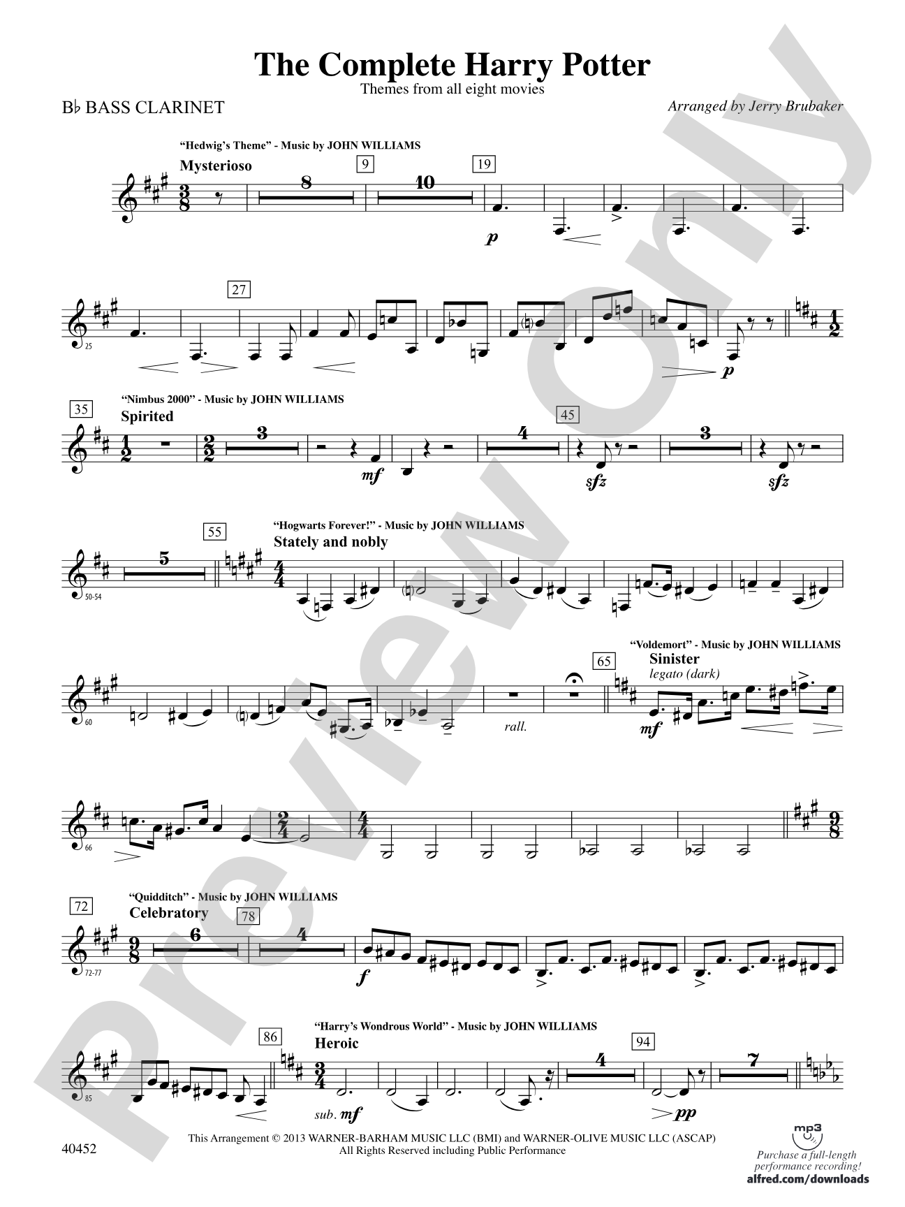 The Complete Harry Potter: B-flat Bass Clarinet