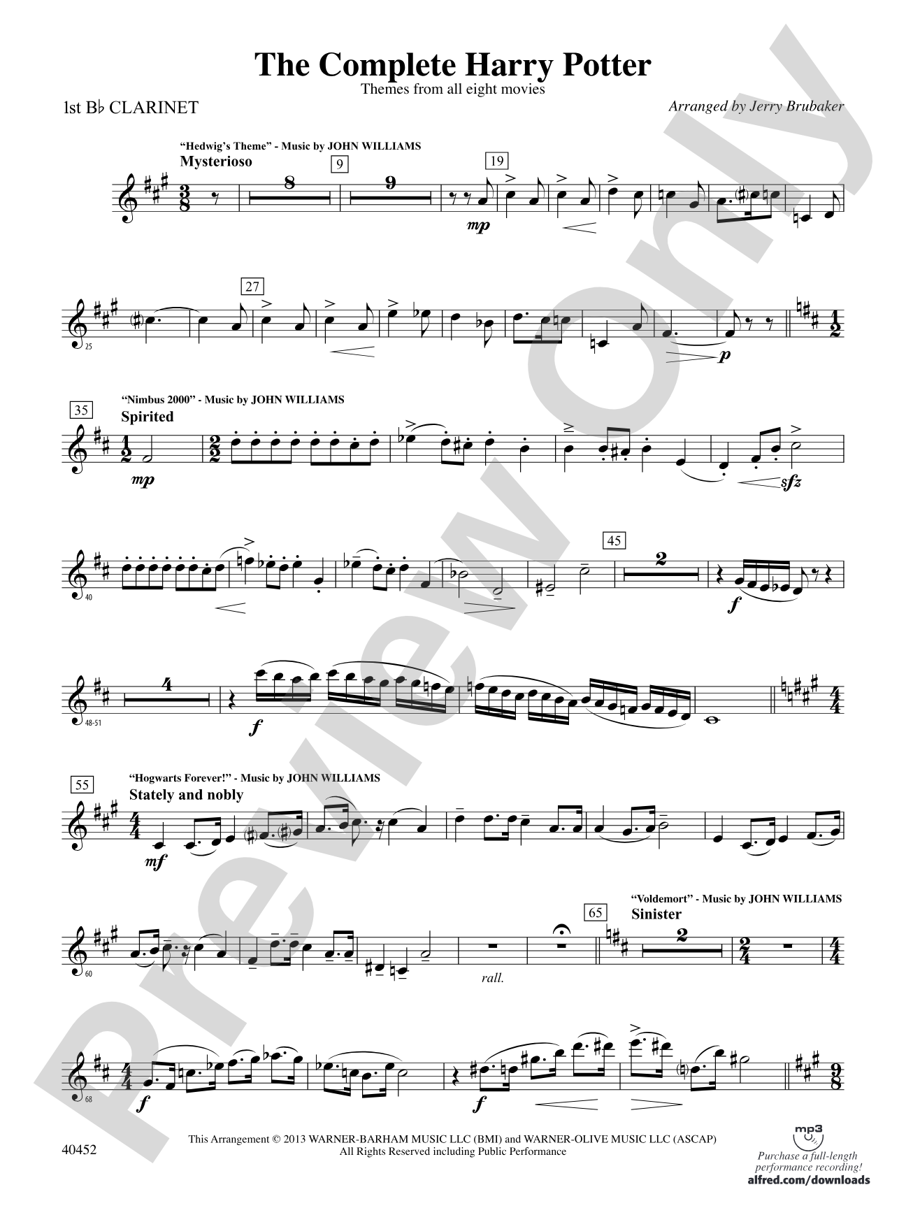 The Complete Harry Potter: 1st B-flat Clarinet