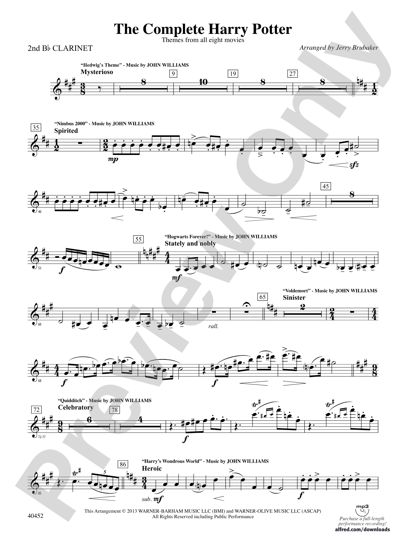 The Complete Harry Potter: 2nd B-flat Clarinet