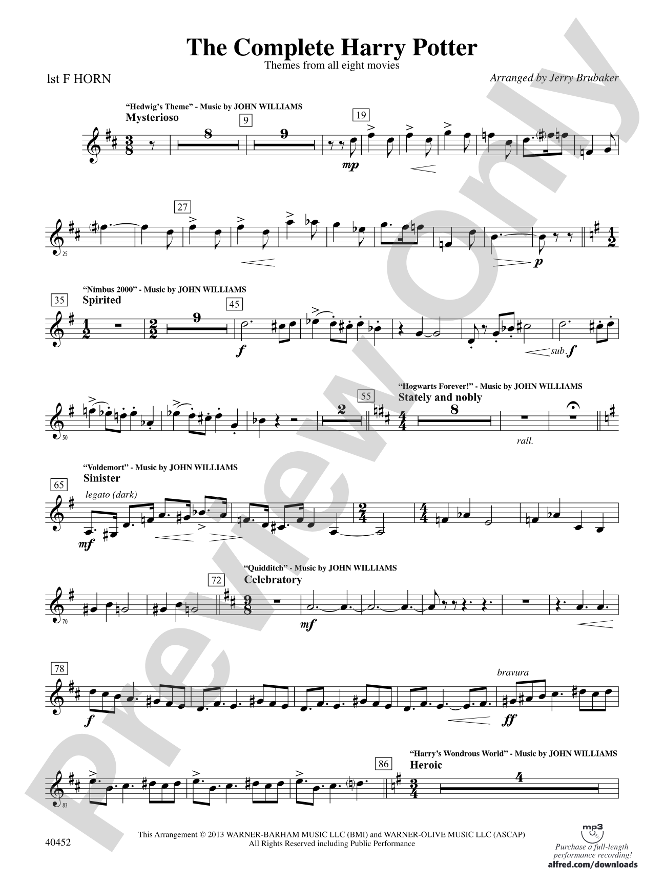 The Complete Harry Potter: 1st F Horn