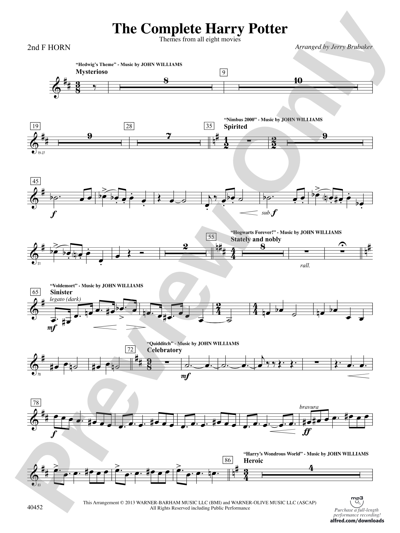 The Complete Harry Potter: 2nd F Horn