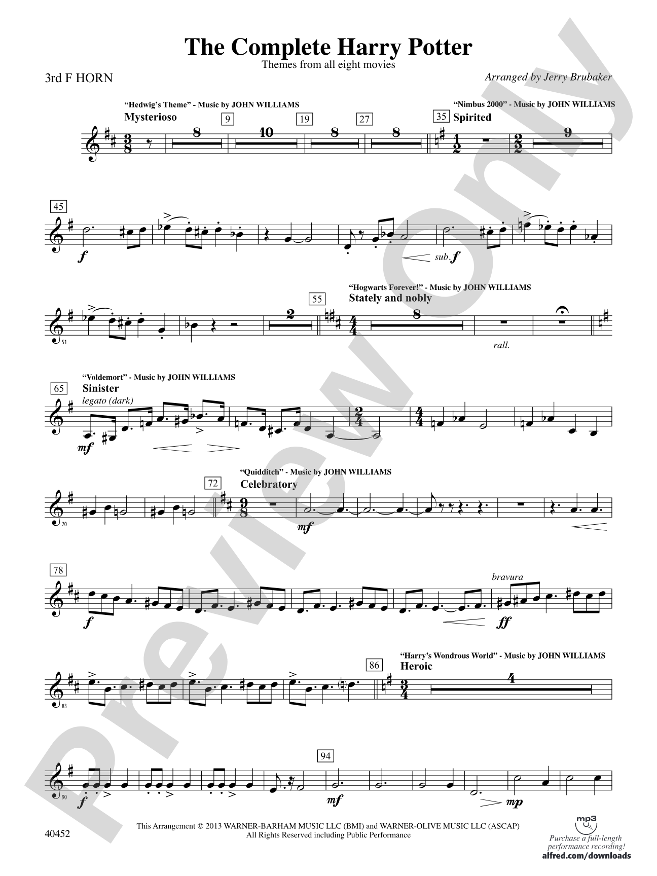 The Complete Harry Potter: 3rd F Horn