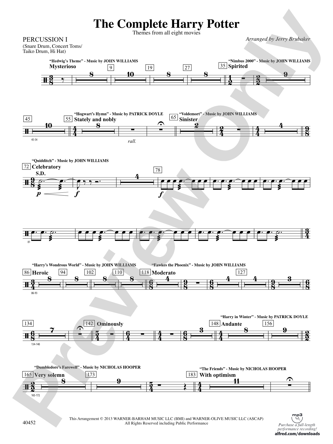 The Complete Harry Potter: 1st Percussion