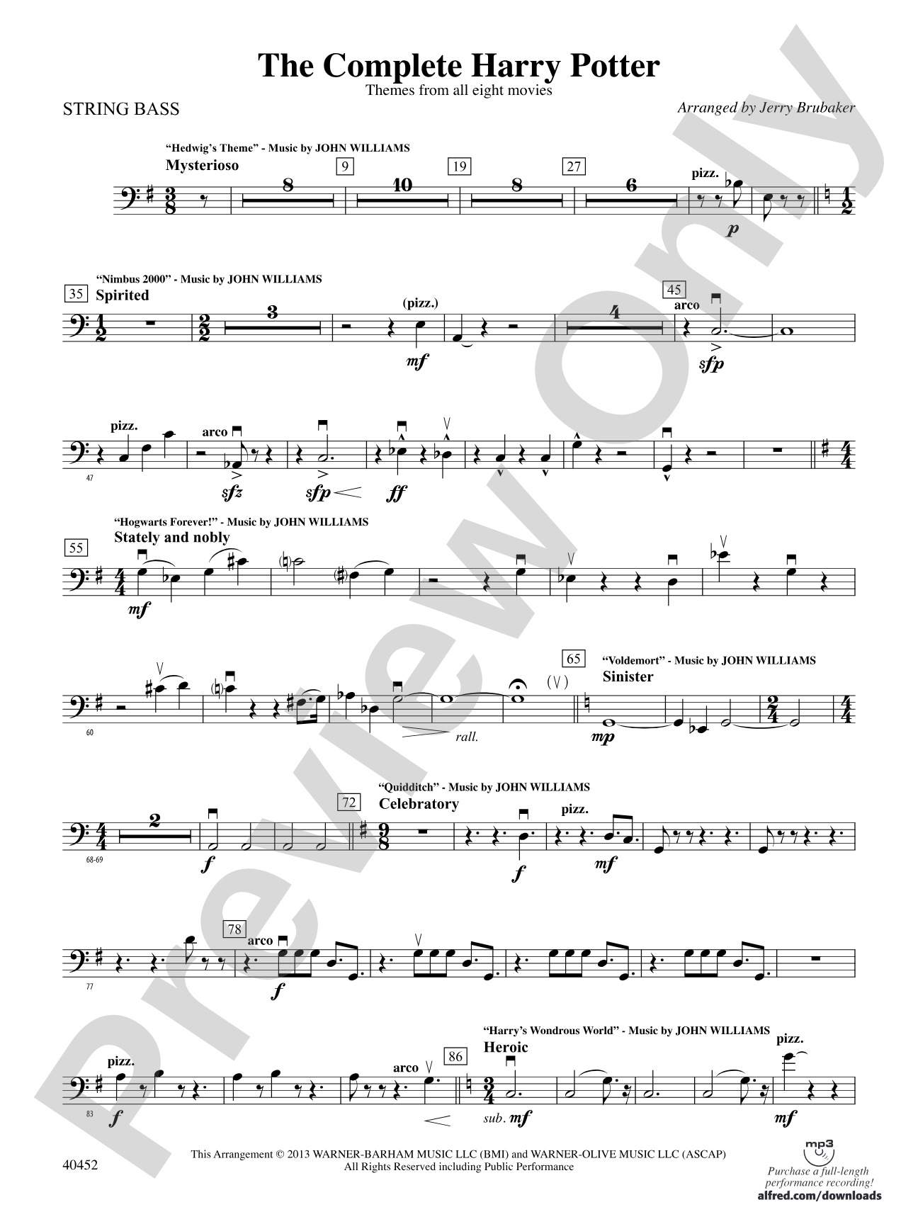 The Complete Harry Potter: String Bass