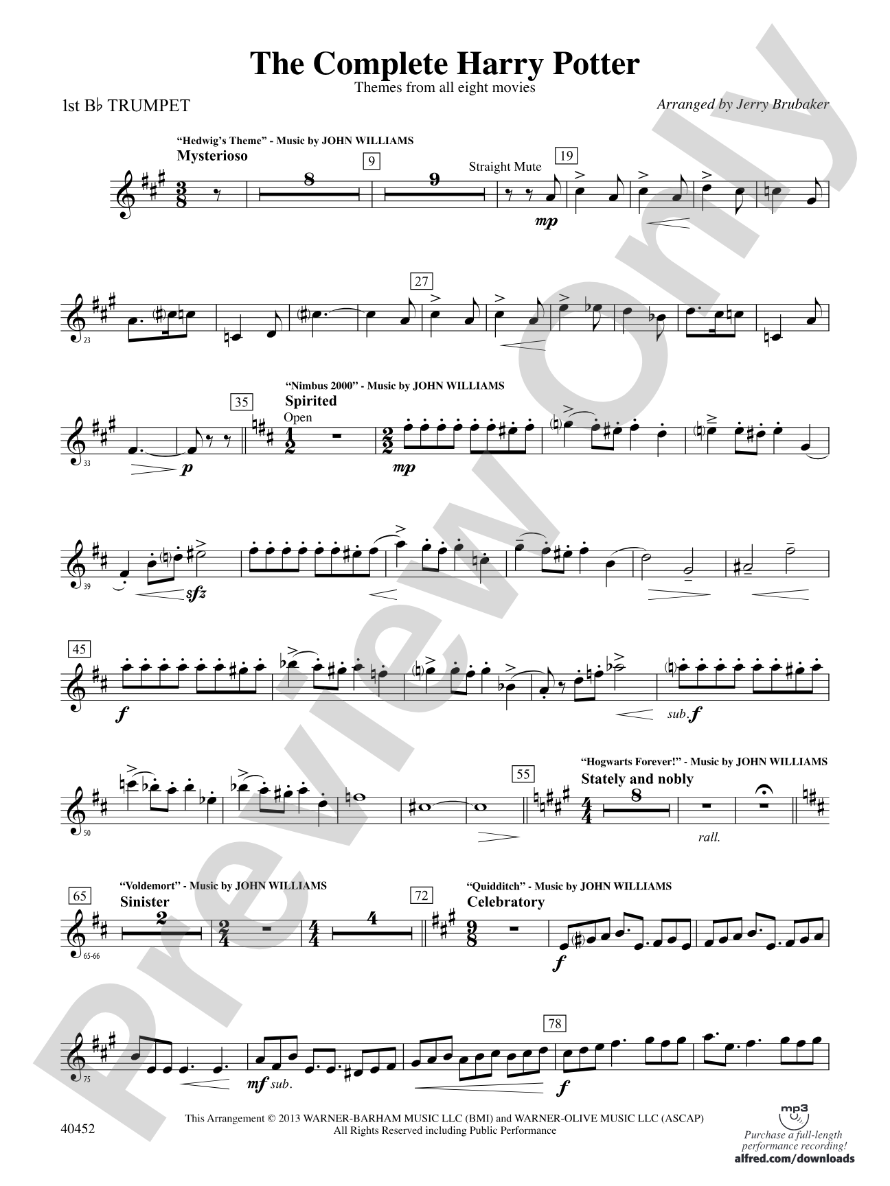 The Complete Harry Potter: 1st B-flat Trumpet