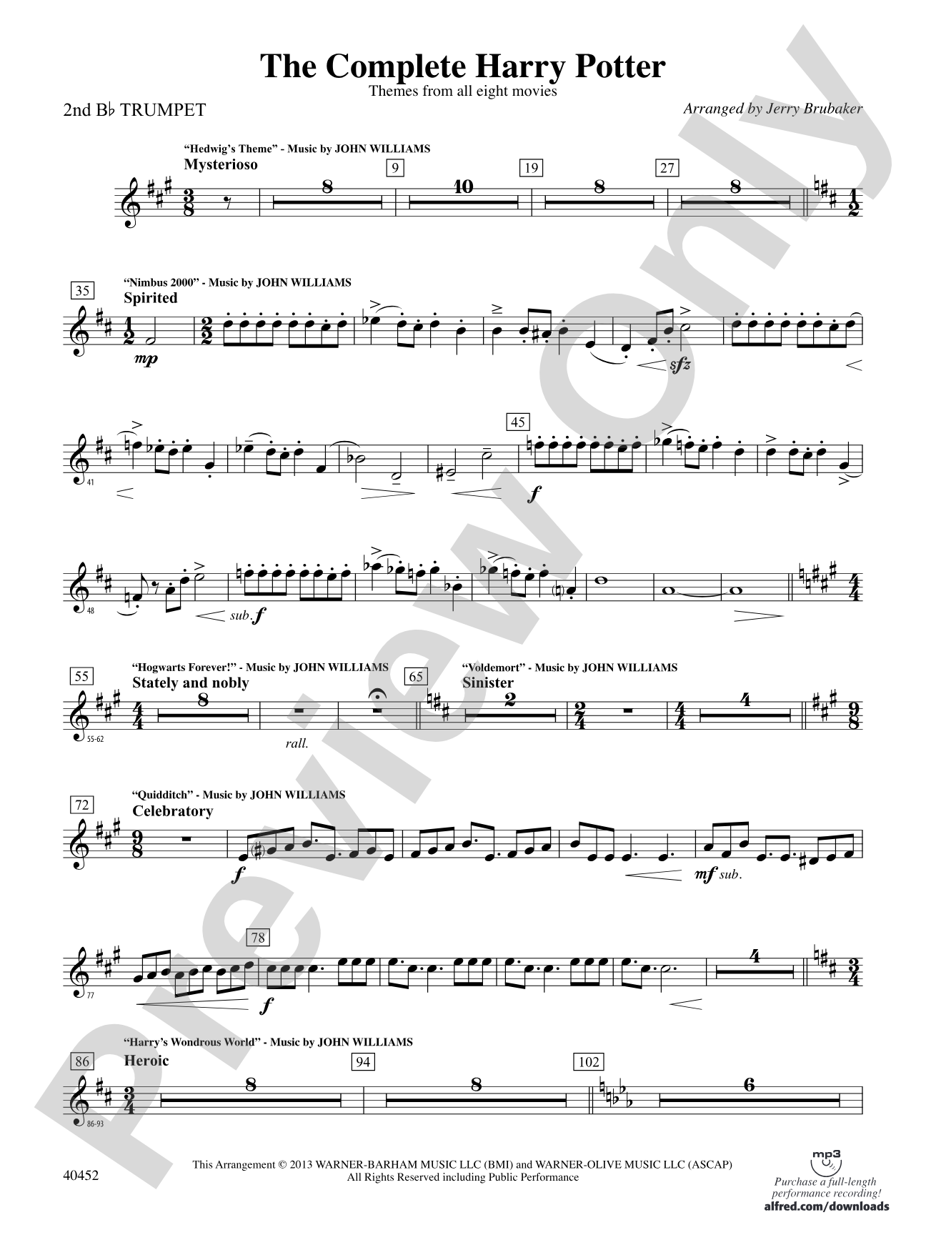 The Complete Harry Potter: 2nd B-flat Trumpet