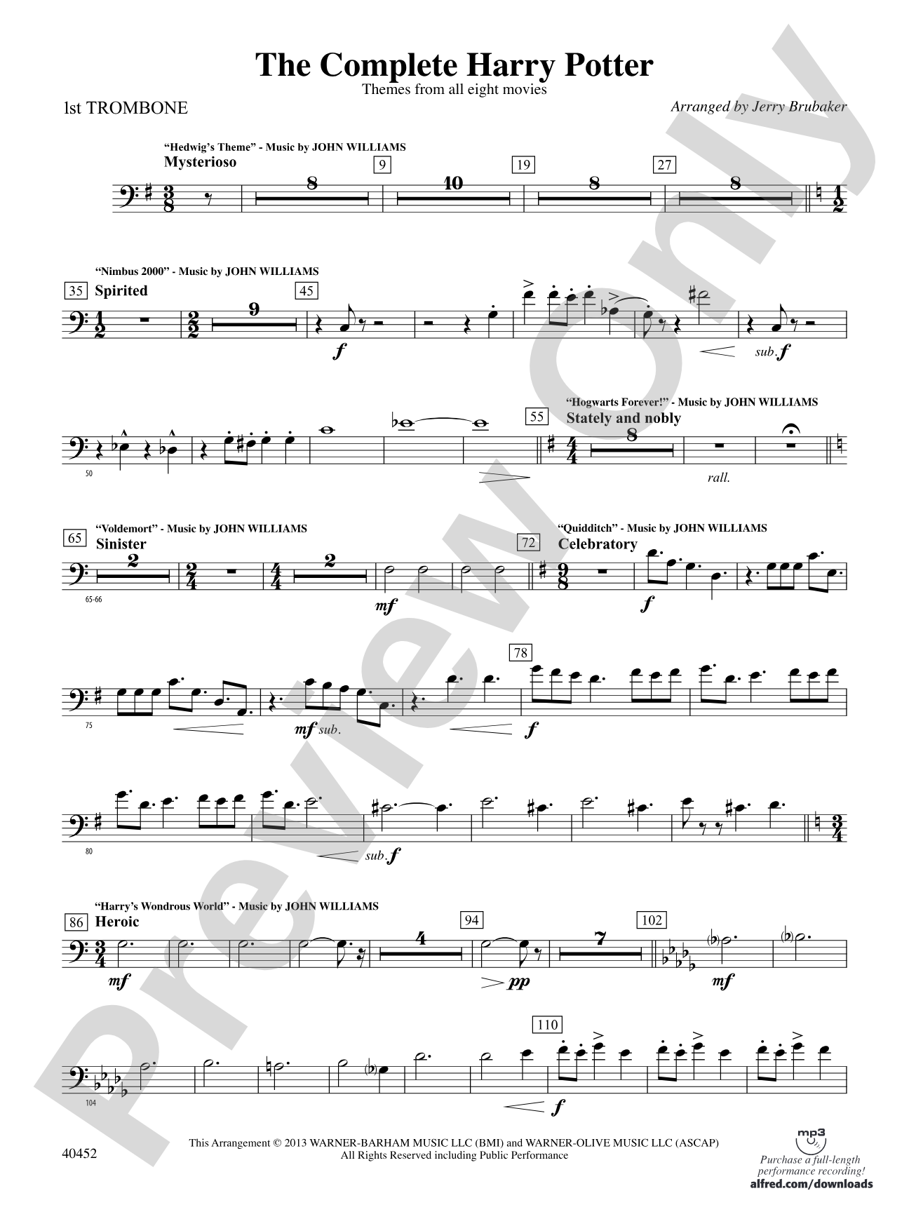 The Complete Harry Potter: 1st Trombone