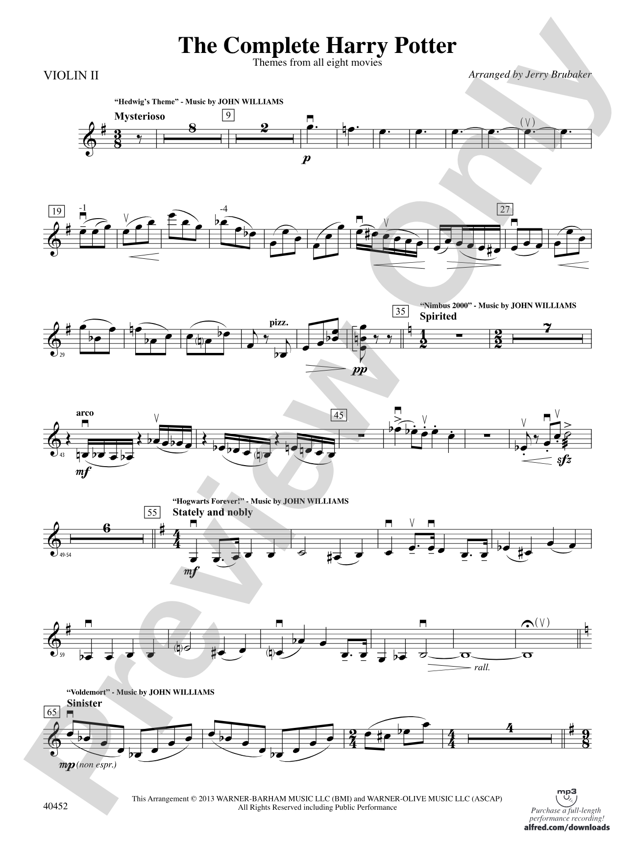 The Complete Harry Potter: 2nd Violin