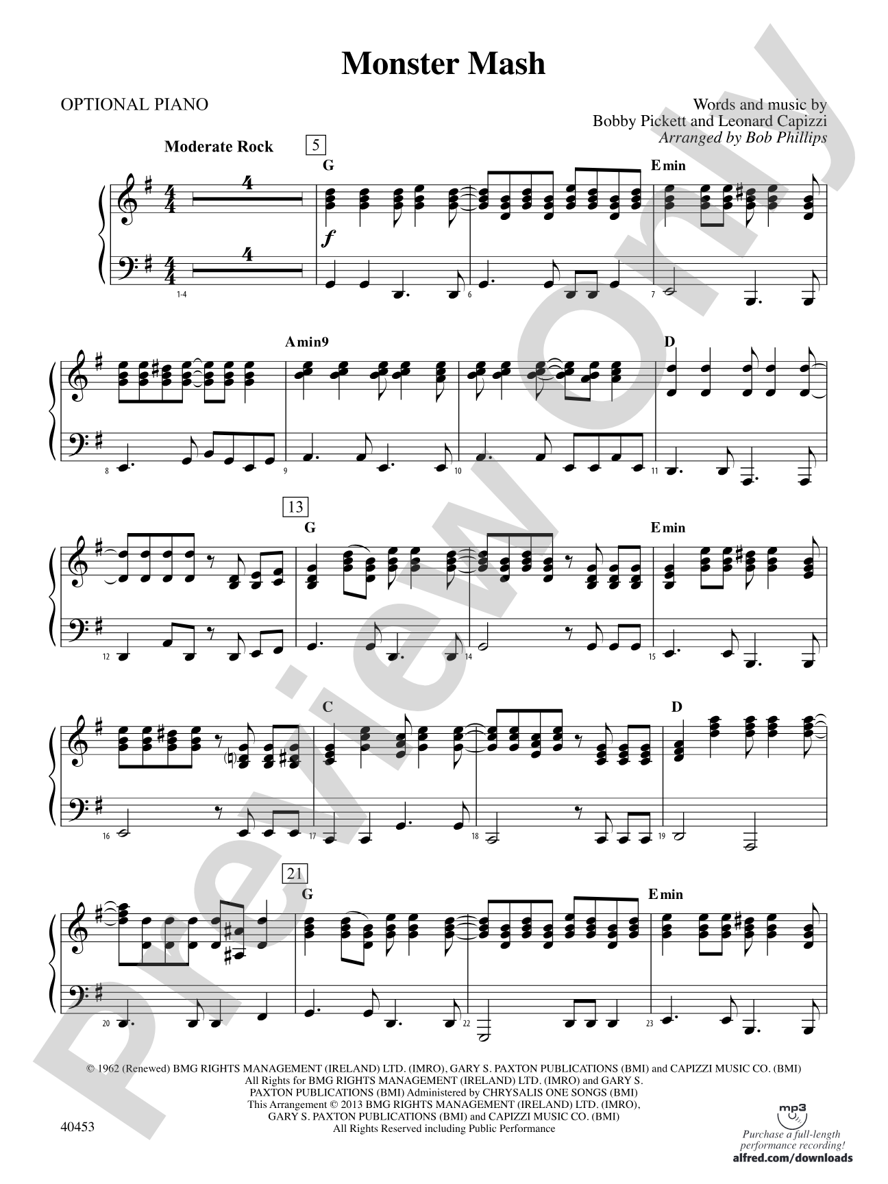 Monster Mash: Piano Accompaniment