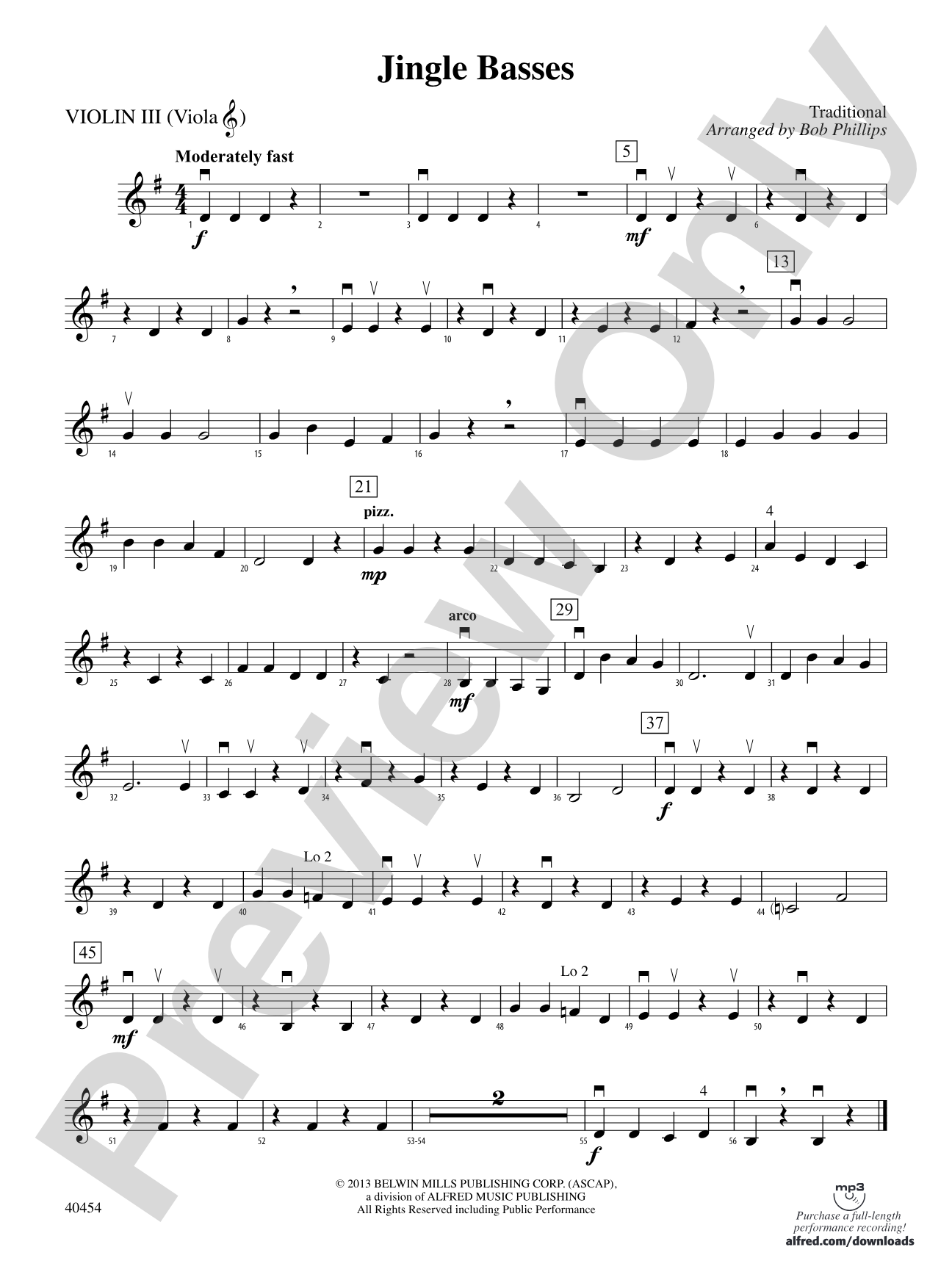 Jingle Basses: 3rd Violin (Viola [TC])