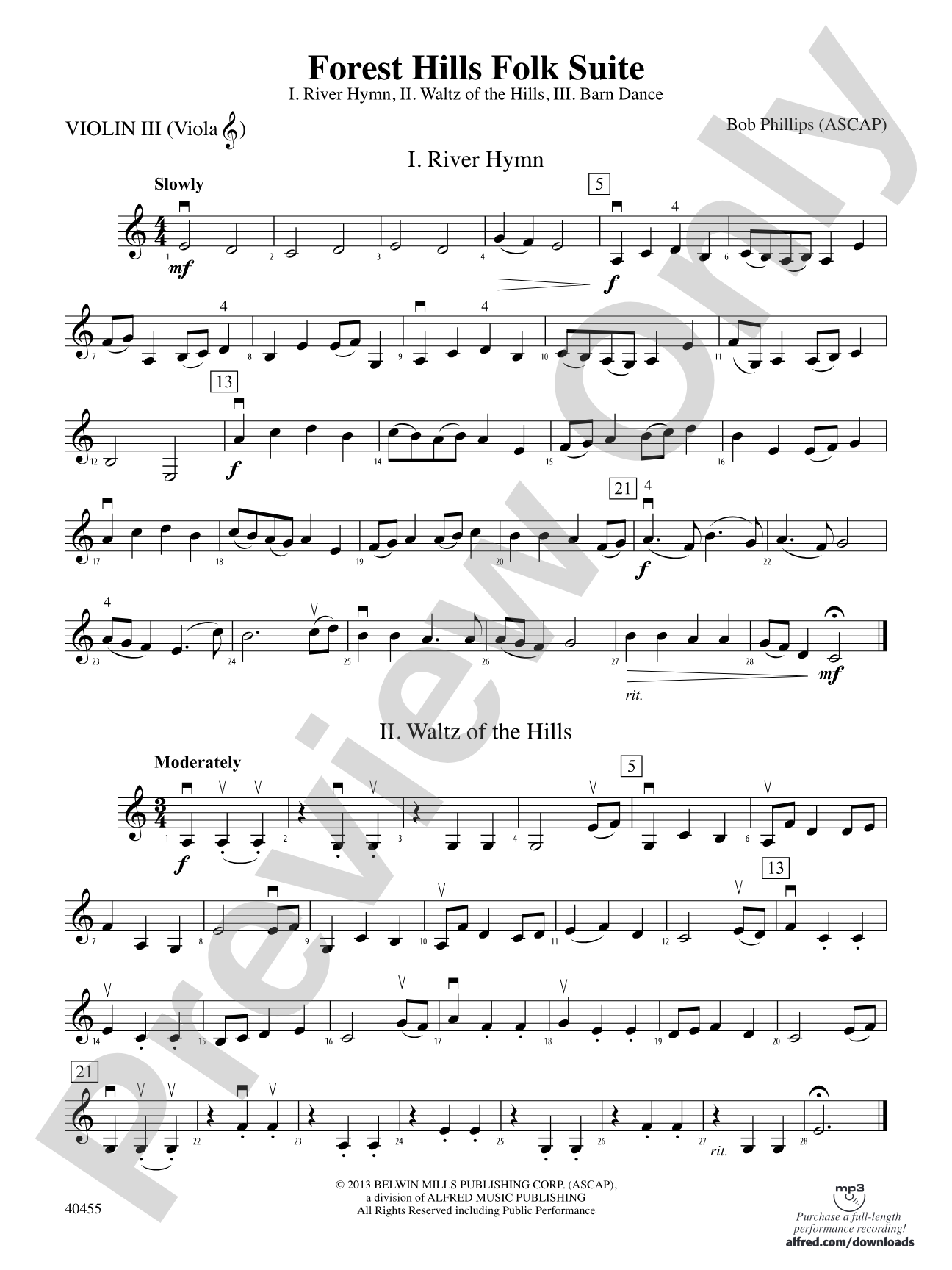 Forest Hills Folk Suite: 3rd Violin (Viola [TC])