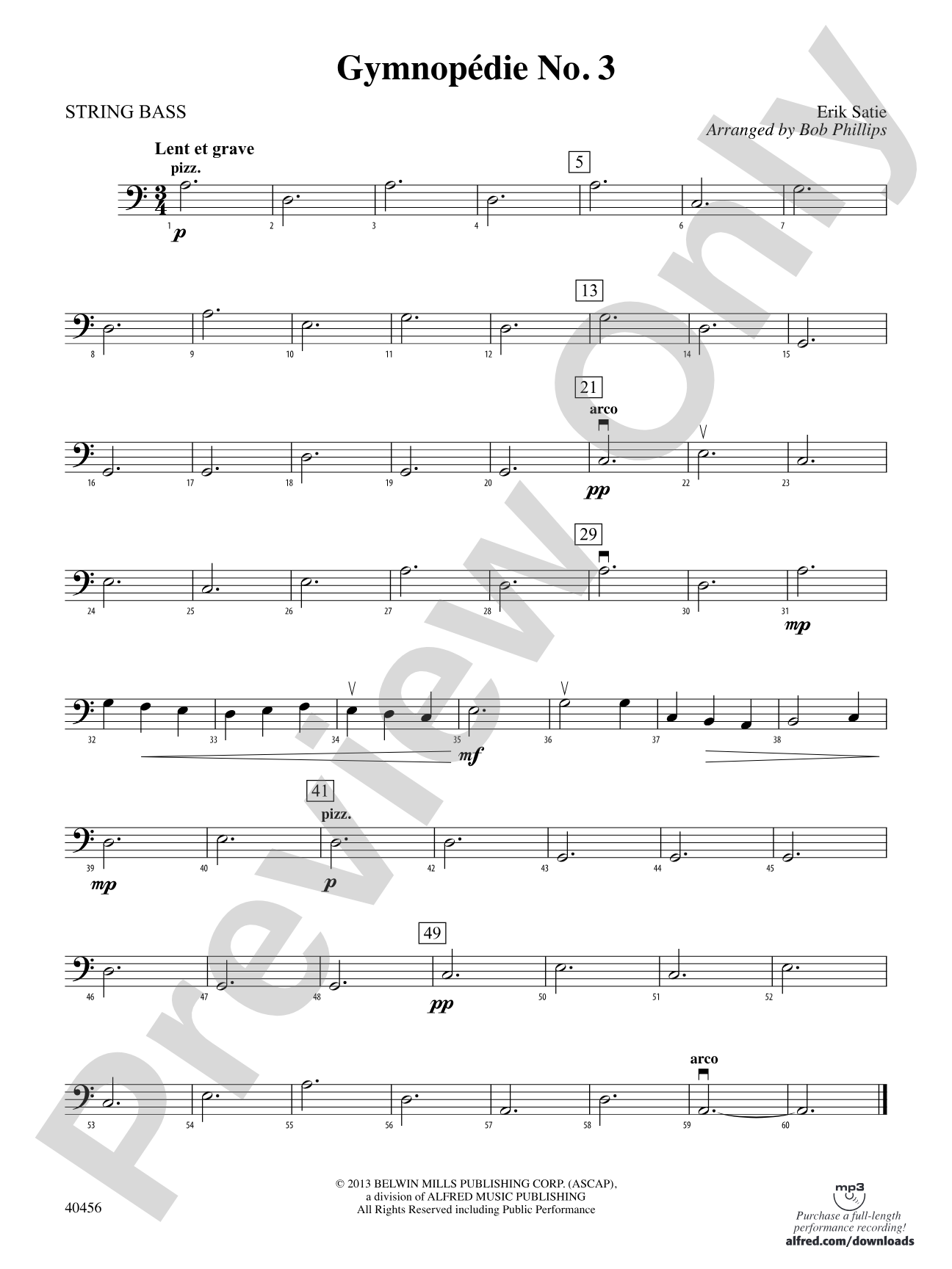 Gymnopédie No. 3: String Bass