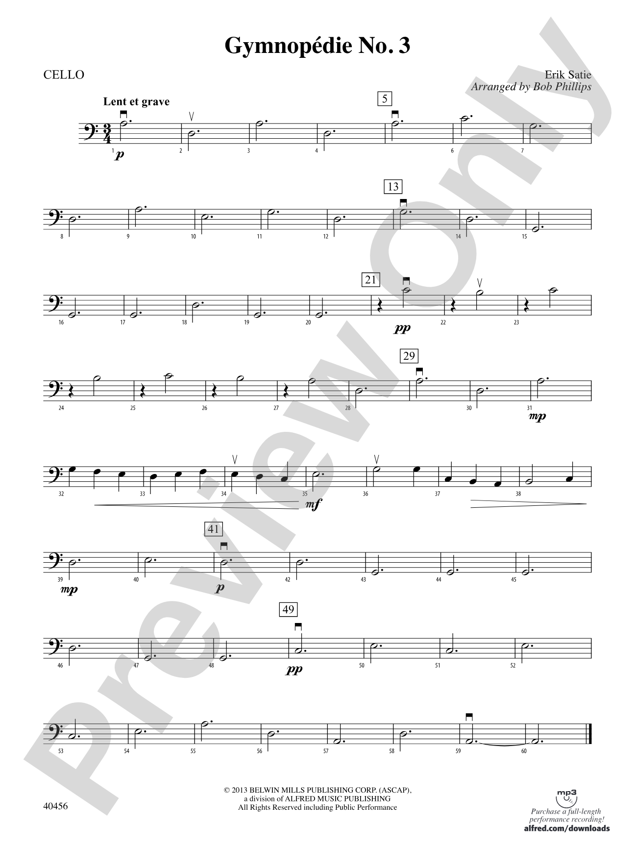 Gymnopédie No. 3: Cello