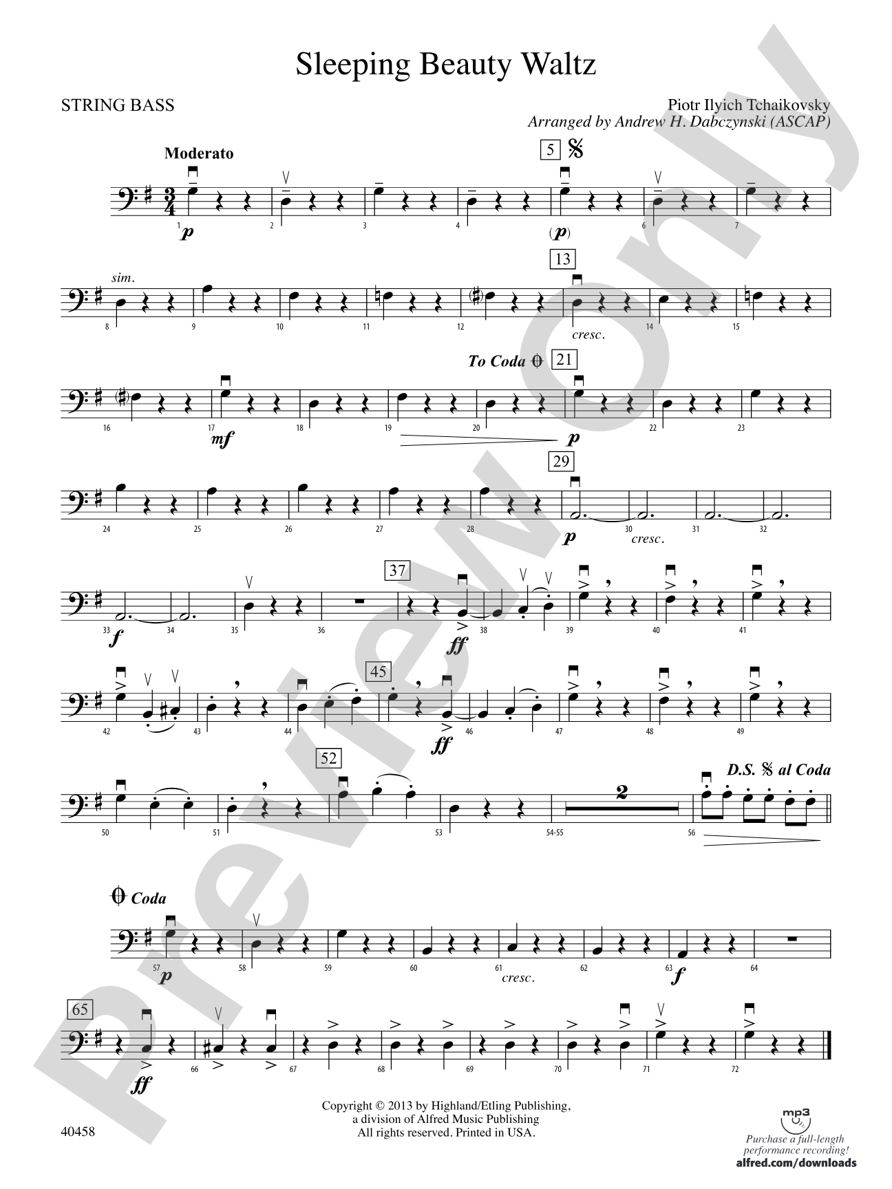 Sleeping Beauty Waltz: String Bass