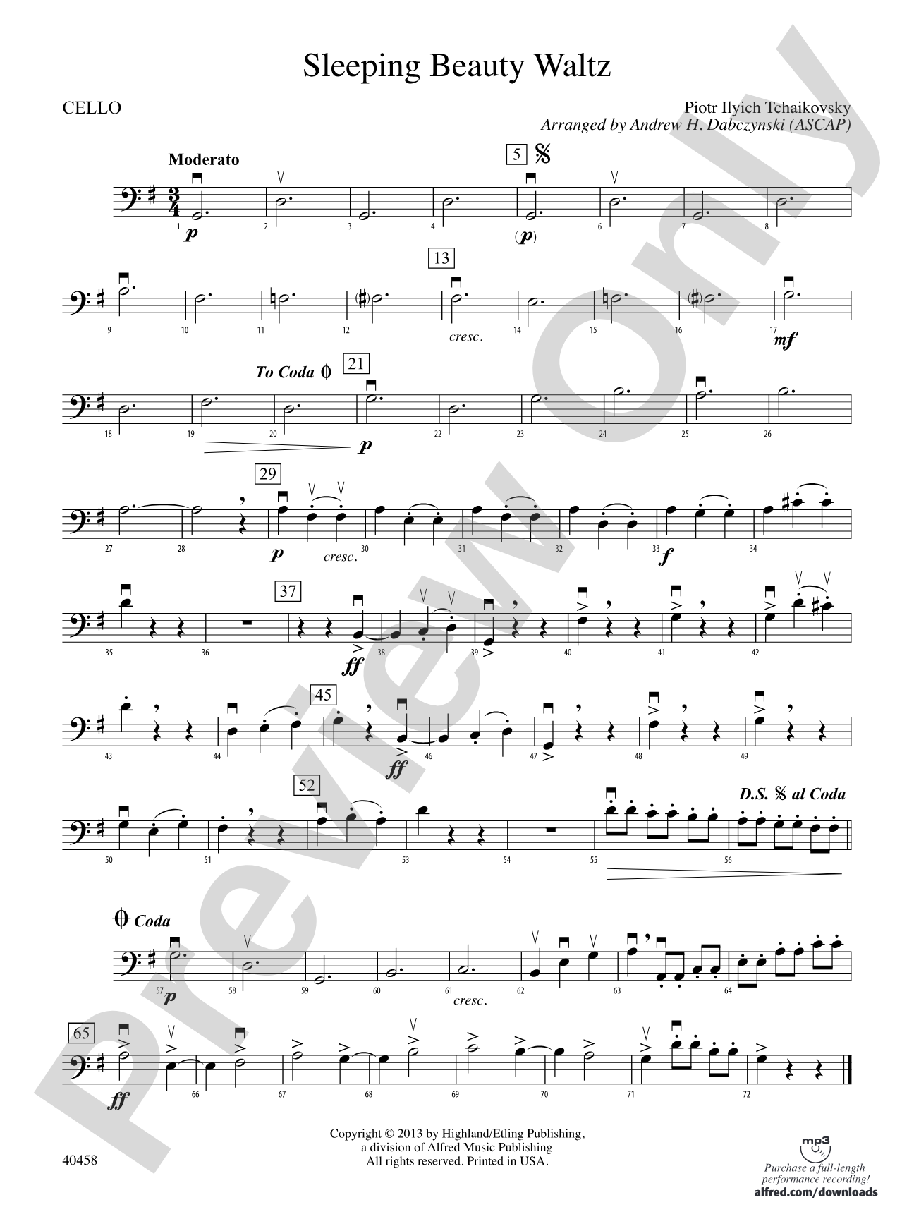 Sleeping Beauty Waltz: Cello