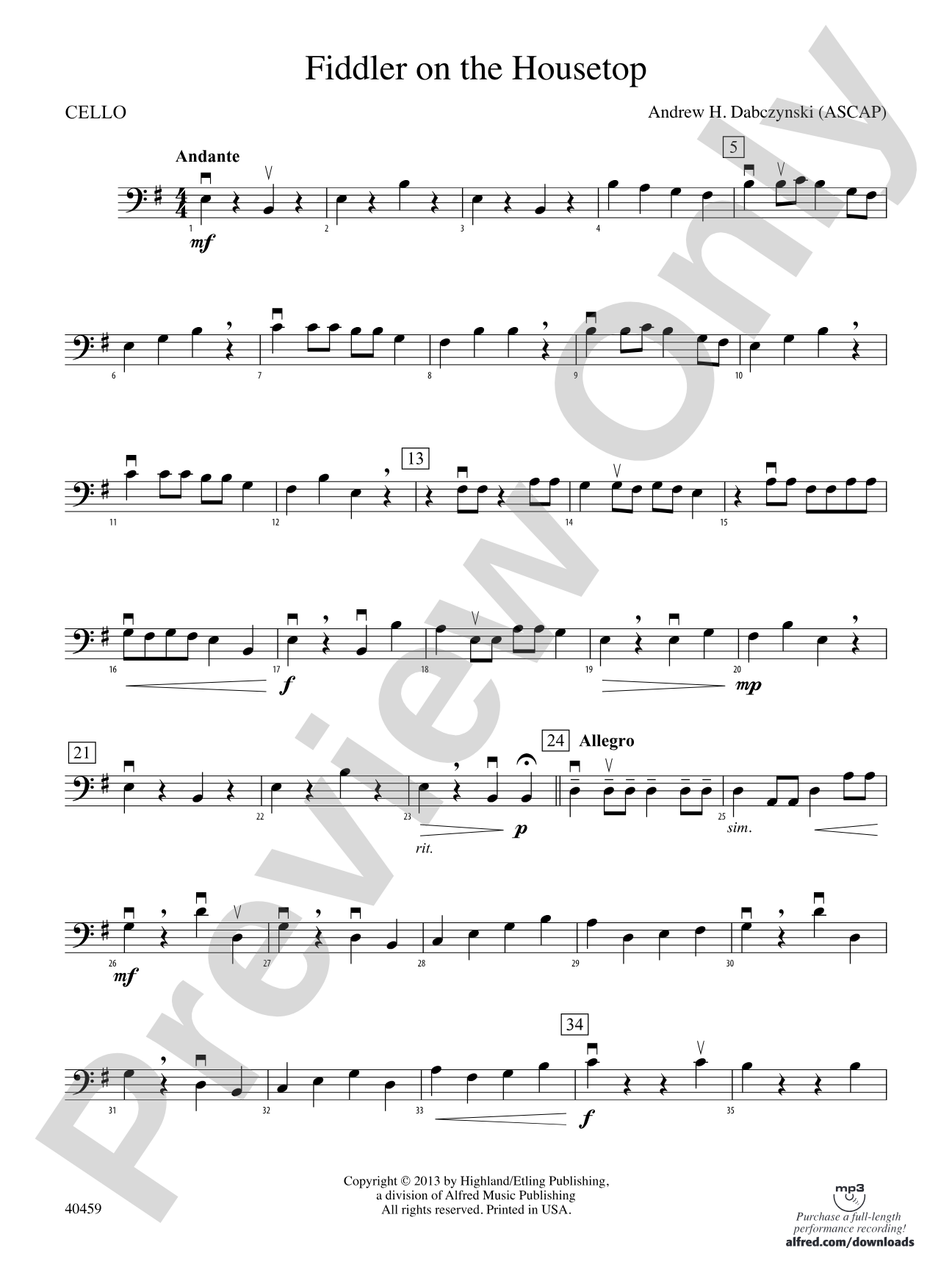 Fiddler on the Housetop: Cello