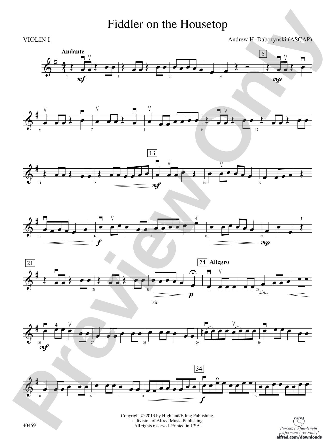 Fiddler on the Housetop: 1st Violin