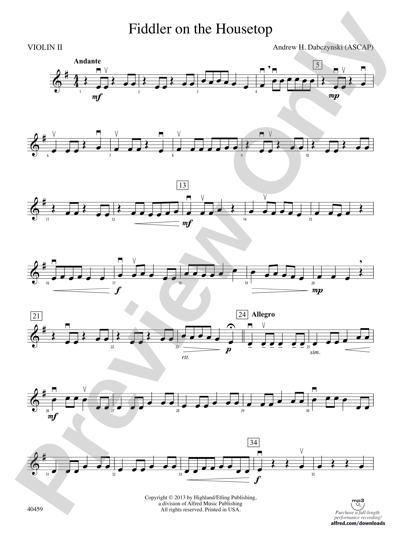 Fiddler on the Housetop: 2nd Violin