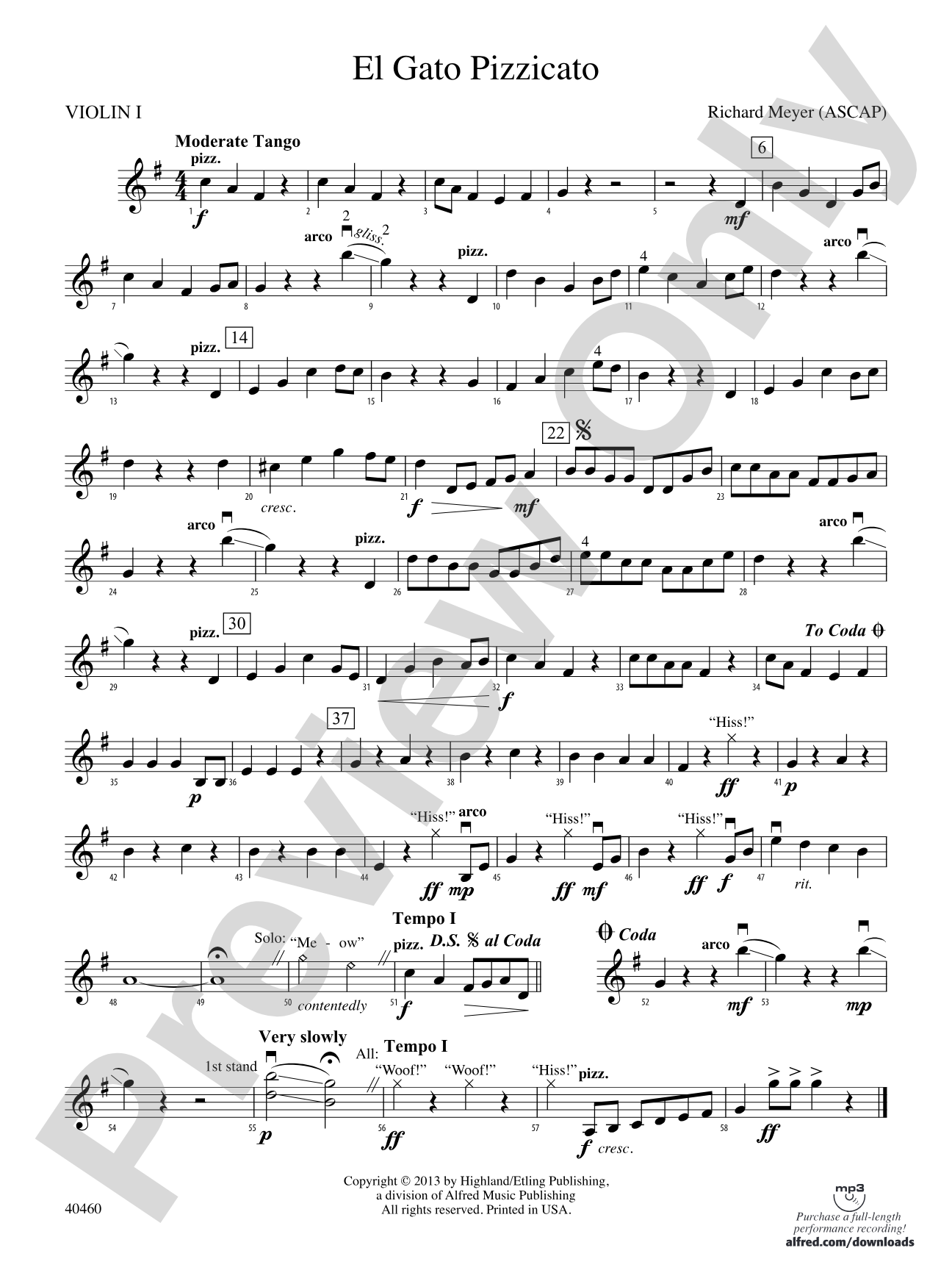 El Gato Pizzicato: 1st Violin