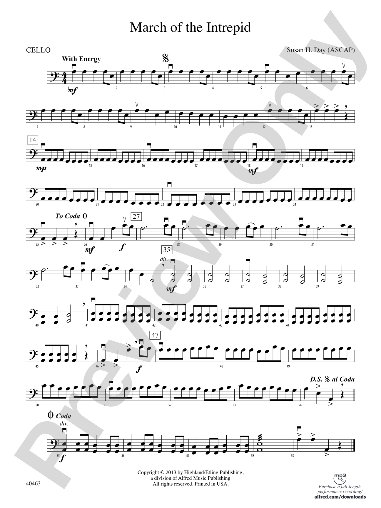 March of the Intrepid: Cello