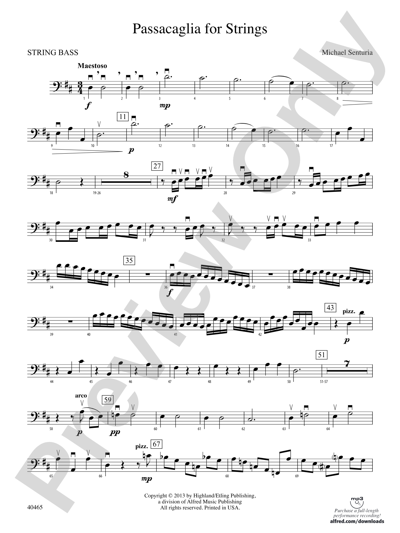 Passacaglia for Strings: String Bass