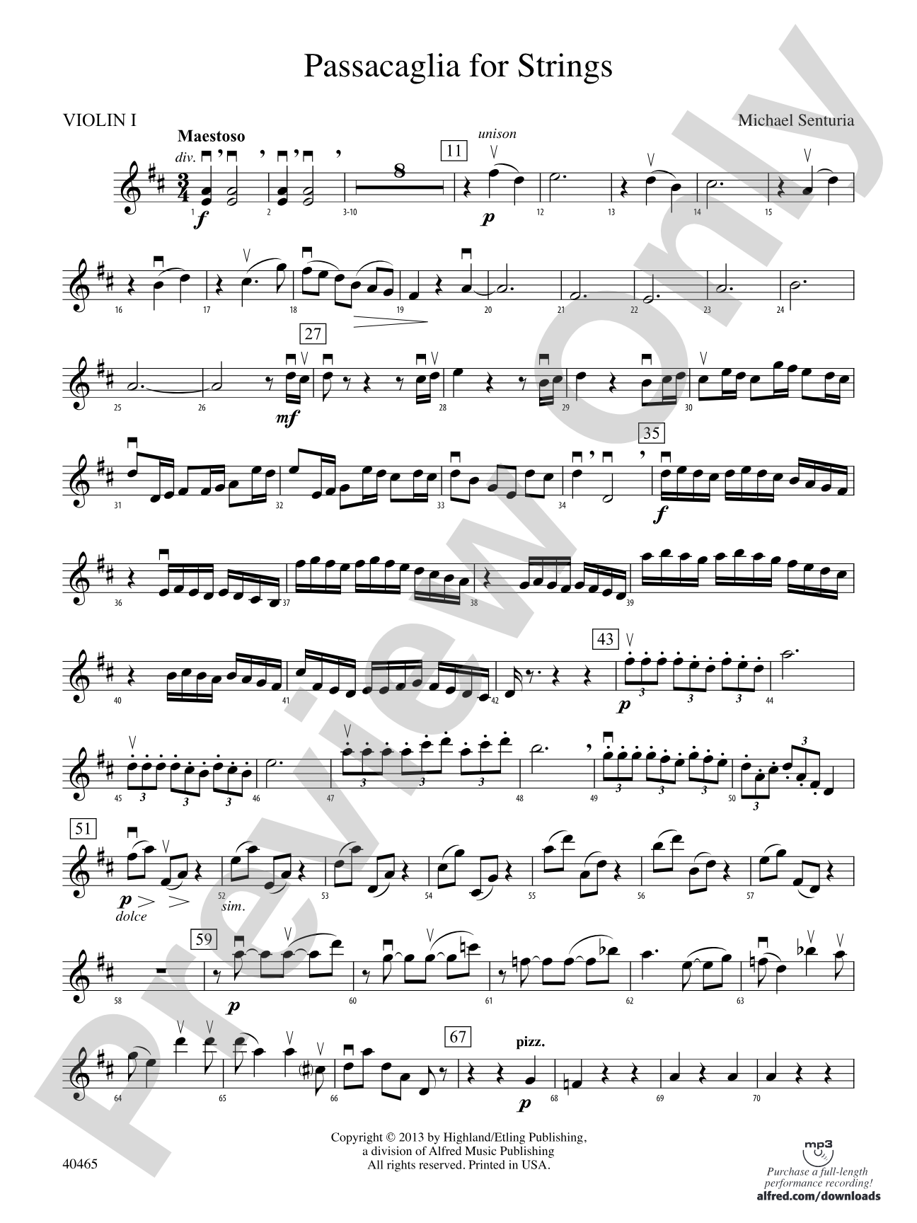 Passacaglia for Strings: 1st Violin