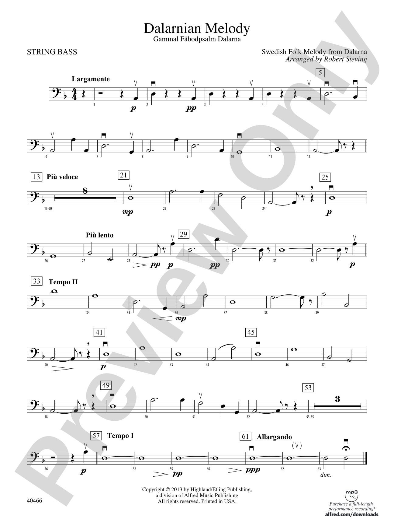 Dalarnian Melody: String Bass