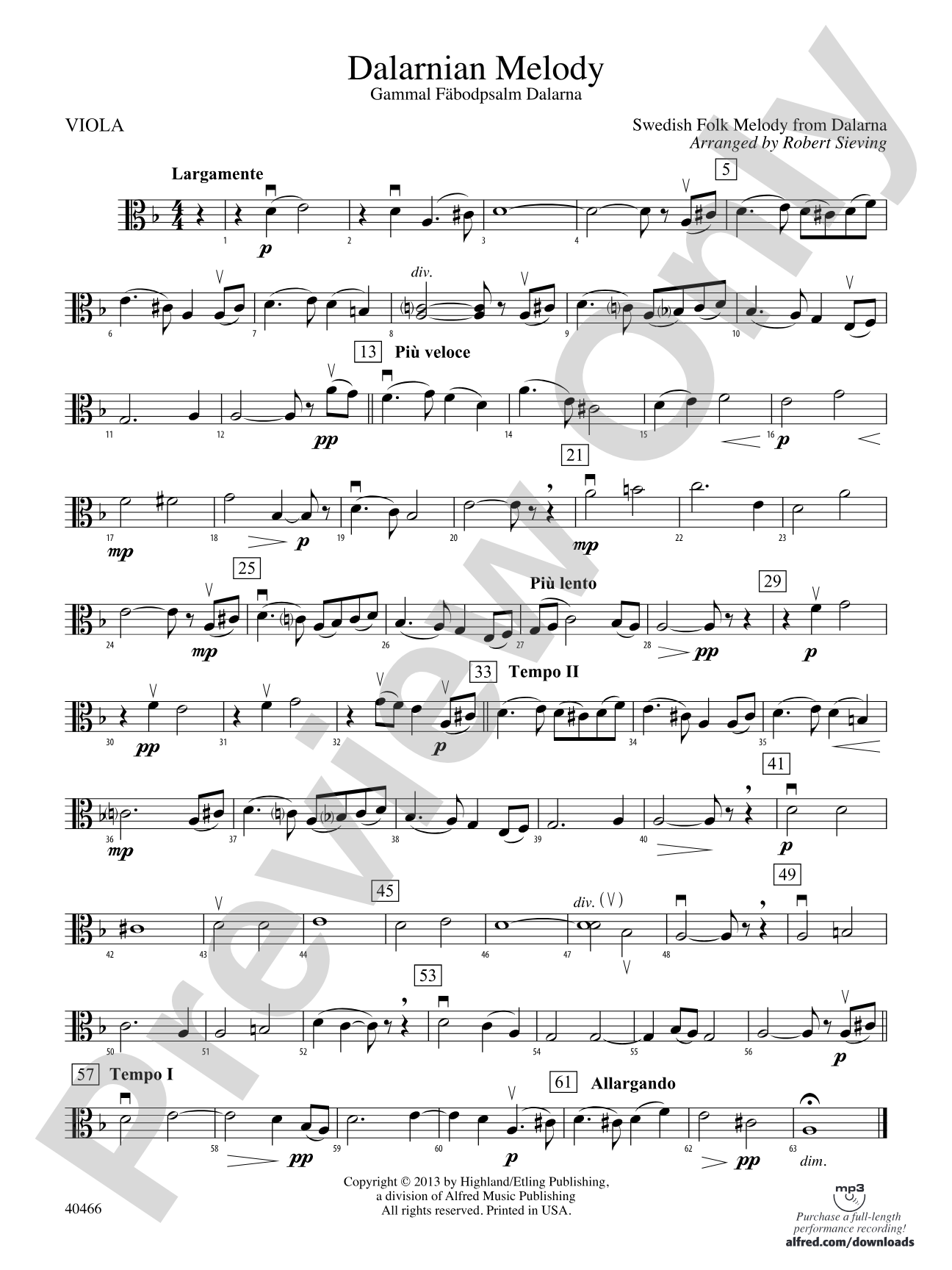 Dalarnian Melody: Viola