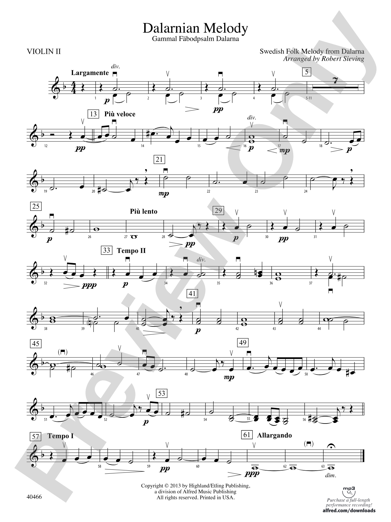 Dalarnian Melody: 2nd Violin