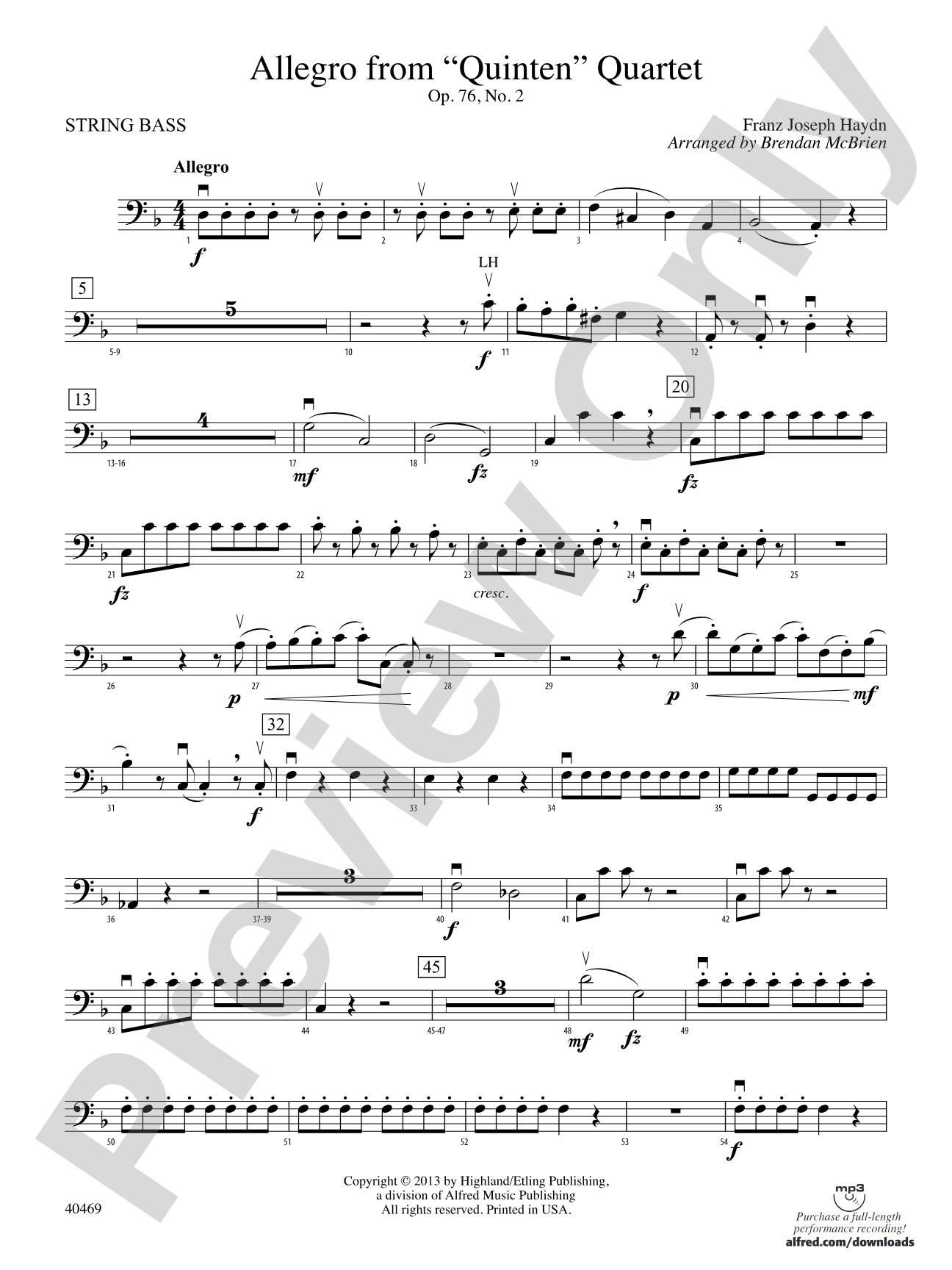 Allegro from "Quinten" Quartet: String Bass