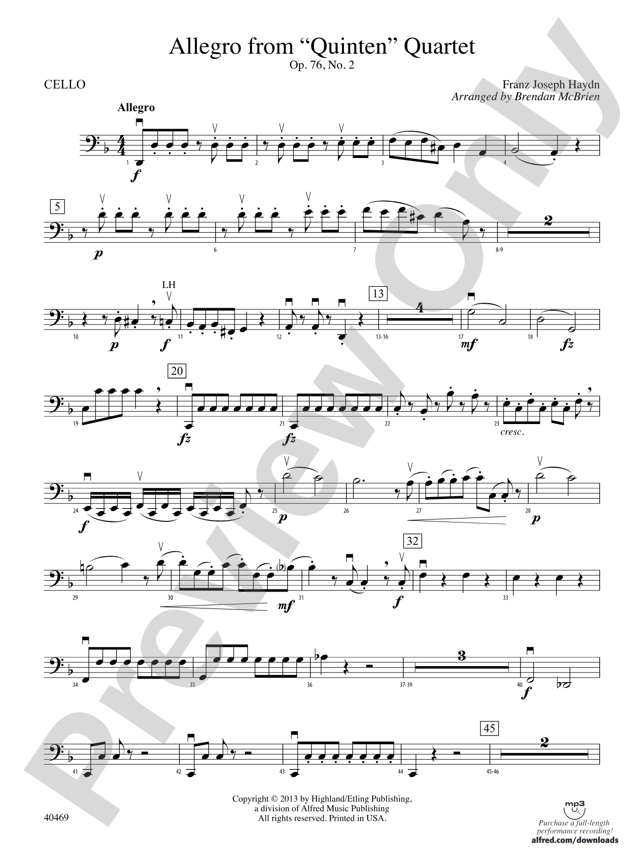 Allegro from "Quinten" Quartet: Cello