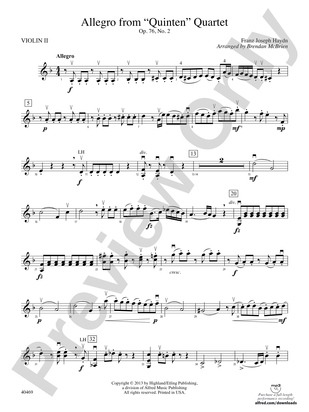 Allegro from "Quinten" Quartet: 2nd Violin