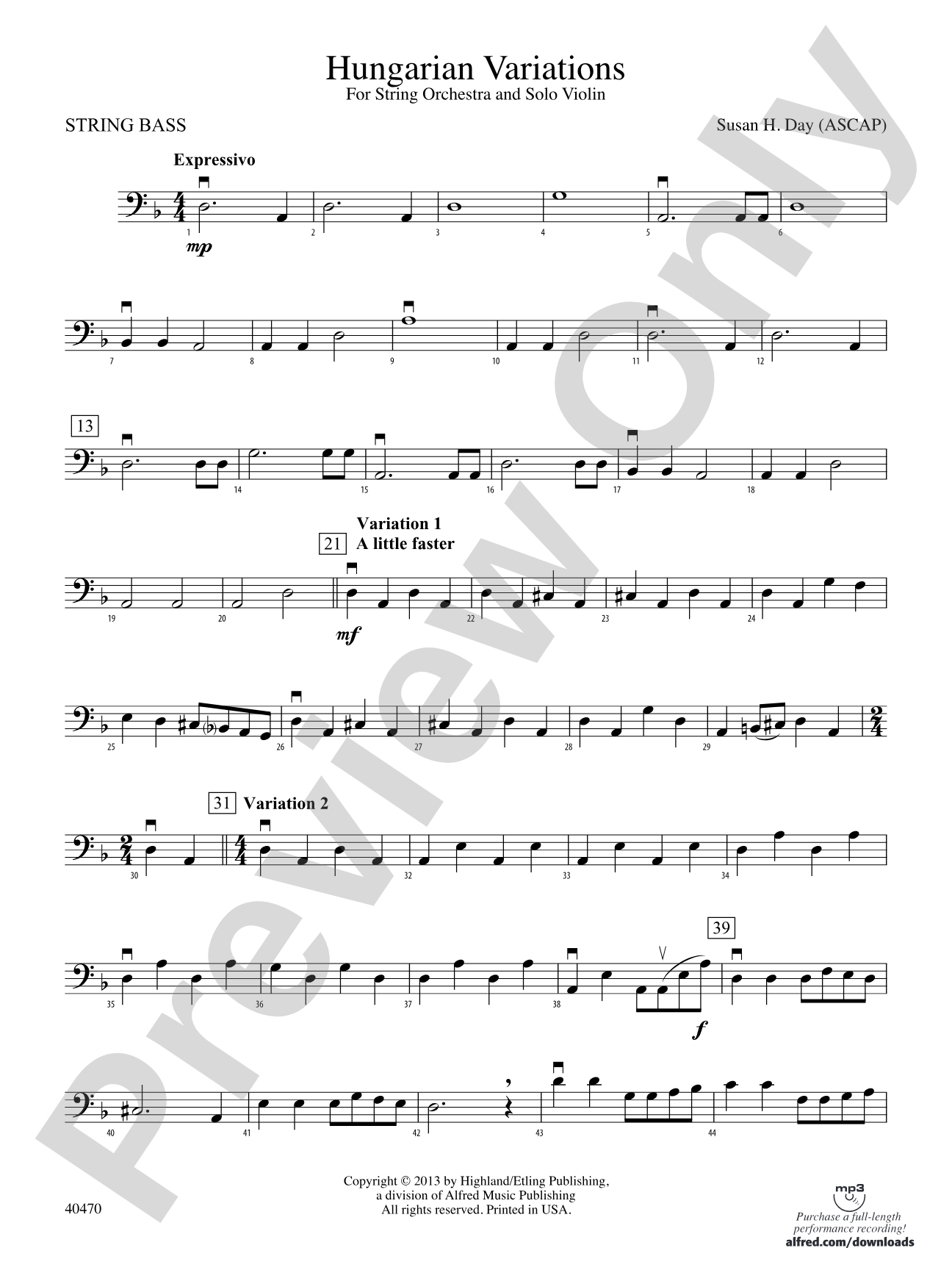 Hungarian Variations: String Bass