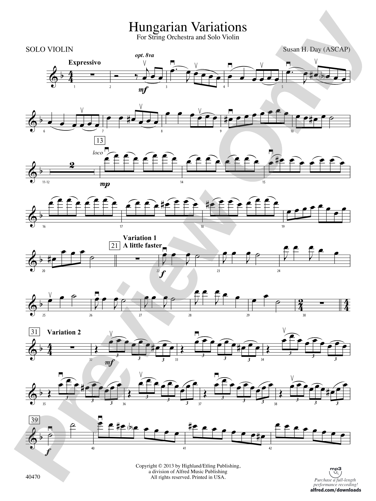 Hungarian Variations: Solo Violin
