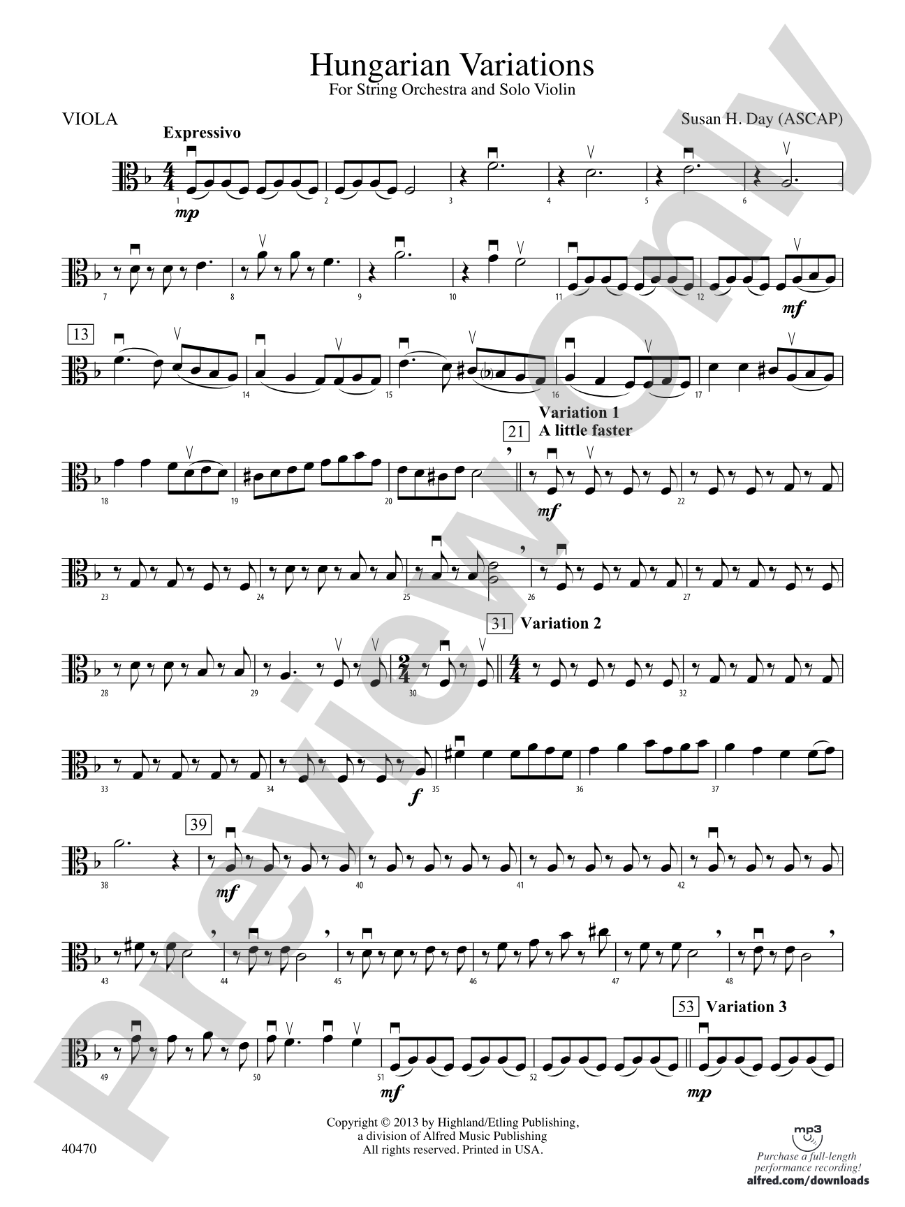 Hungarian Variations: Viola