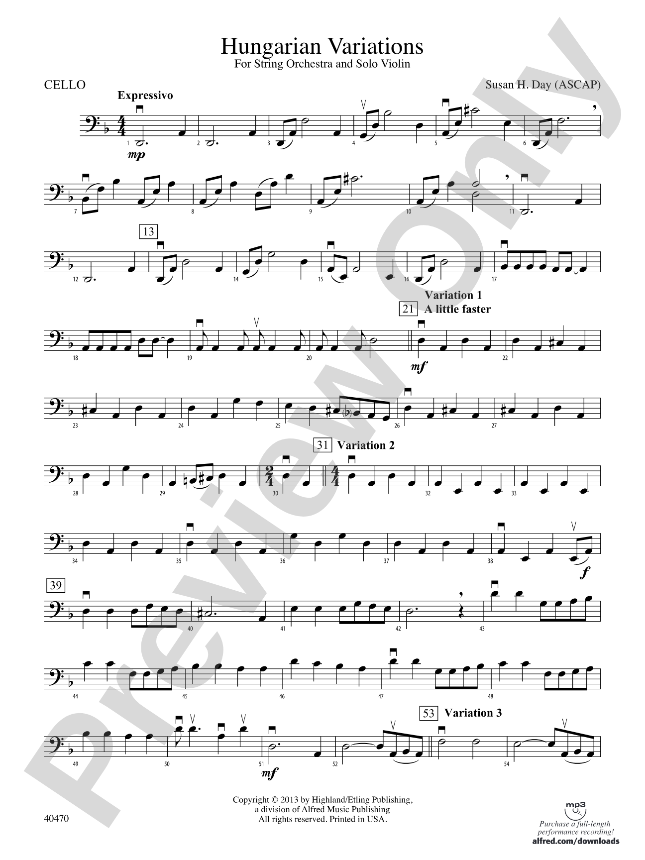 Hungarian Variations: Cello
