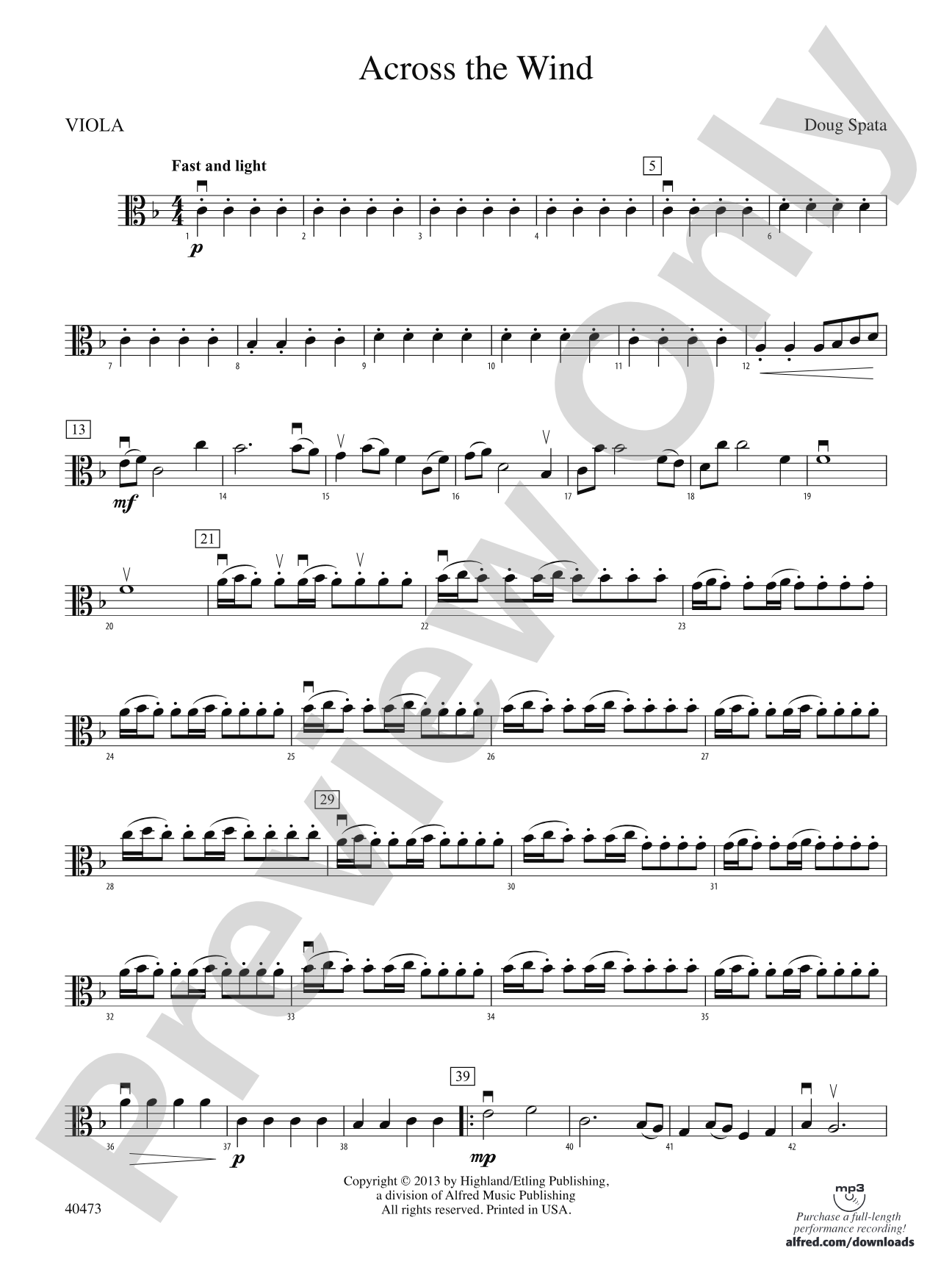 Across the Wind: Viola