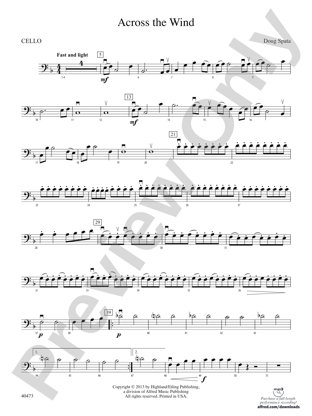 Across the Wind: Cello
