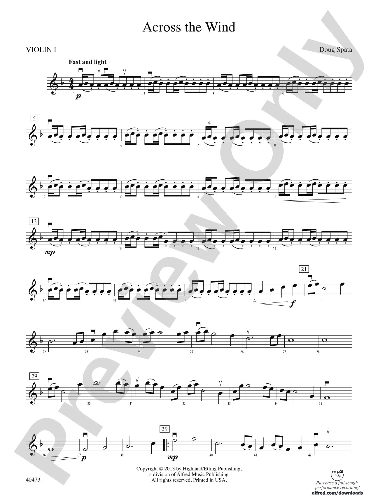 Across the Wind: 1st Violin