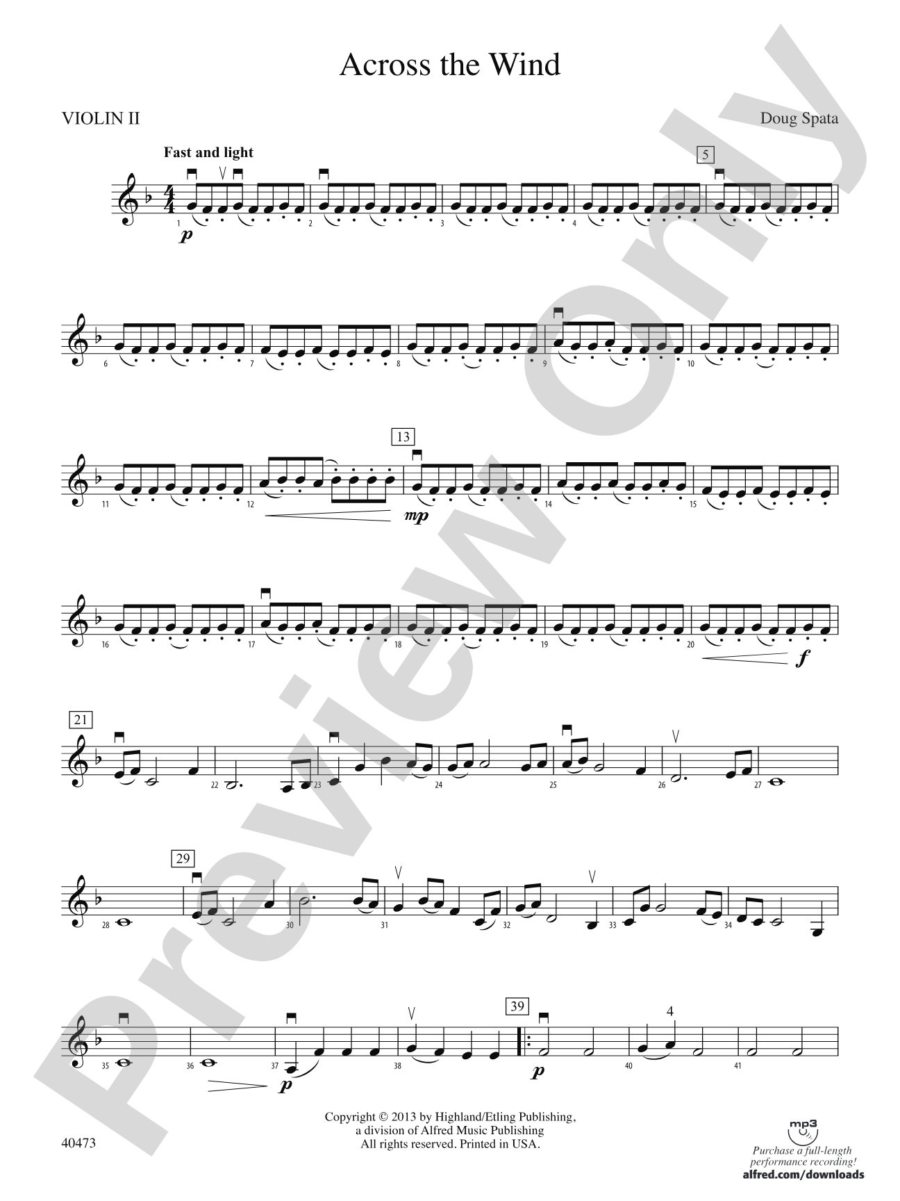 Across the Wind: 2nd Violin