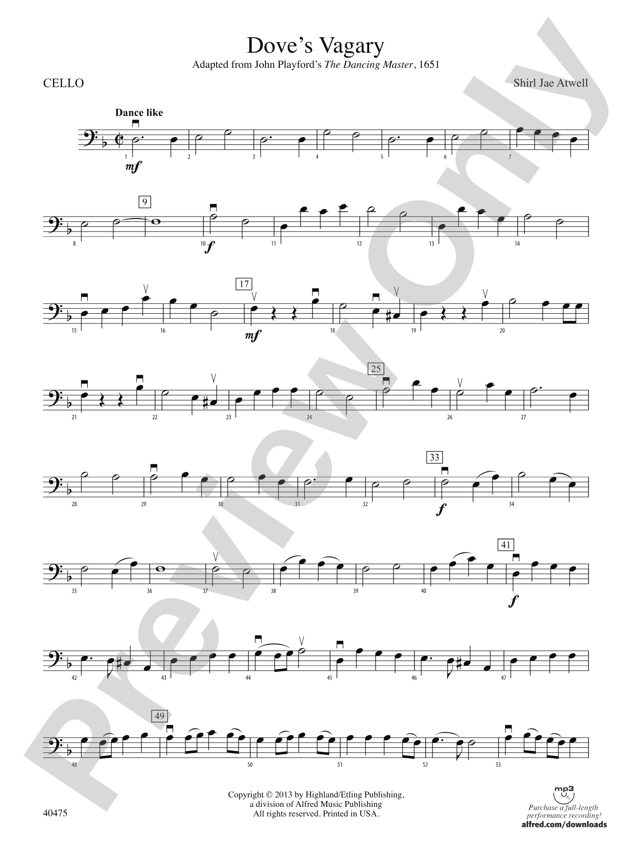 Dove's Vagary: Cello