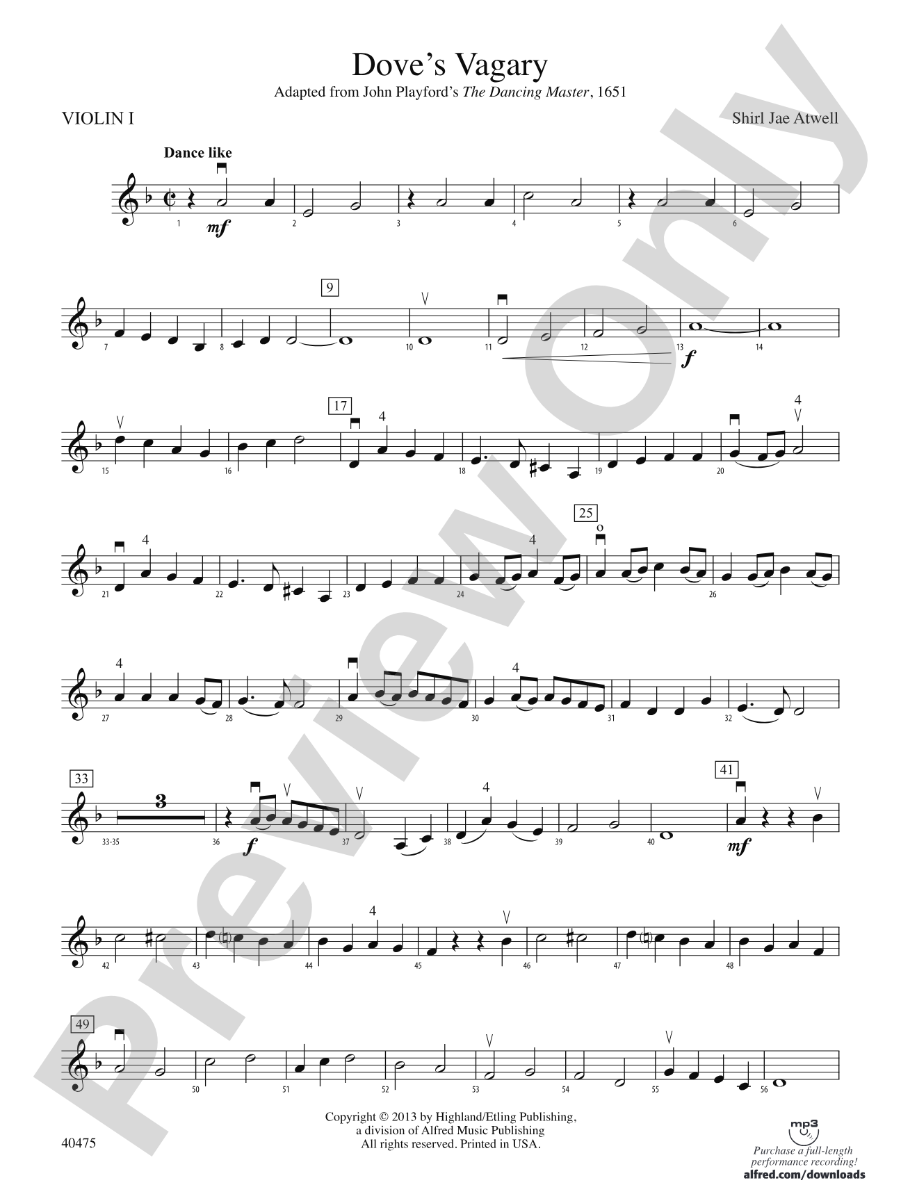 Dove's Vagary: 1st Violin