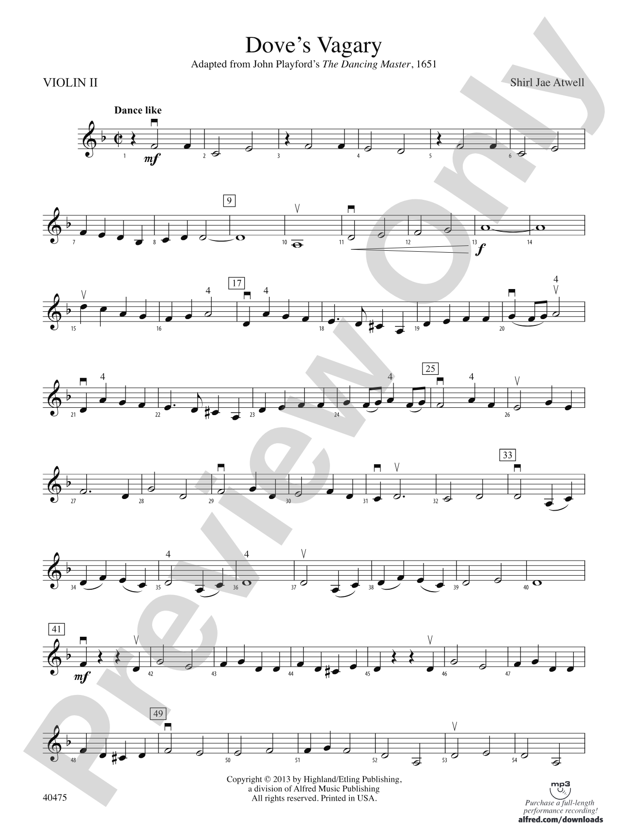 Dove's Vagary: 2nd Violin
