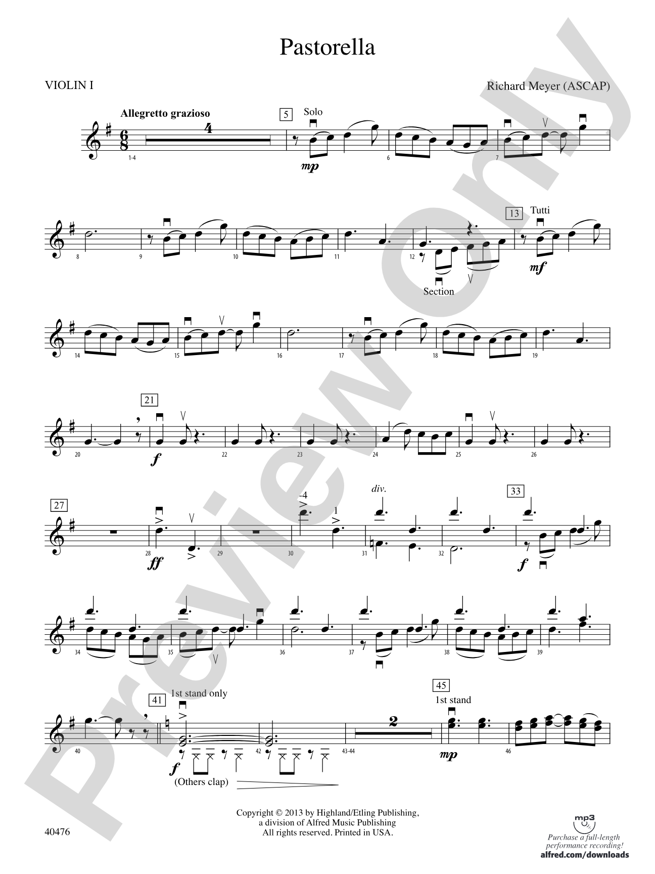 Pastorella: 1st Violin