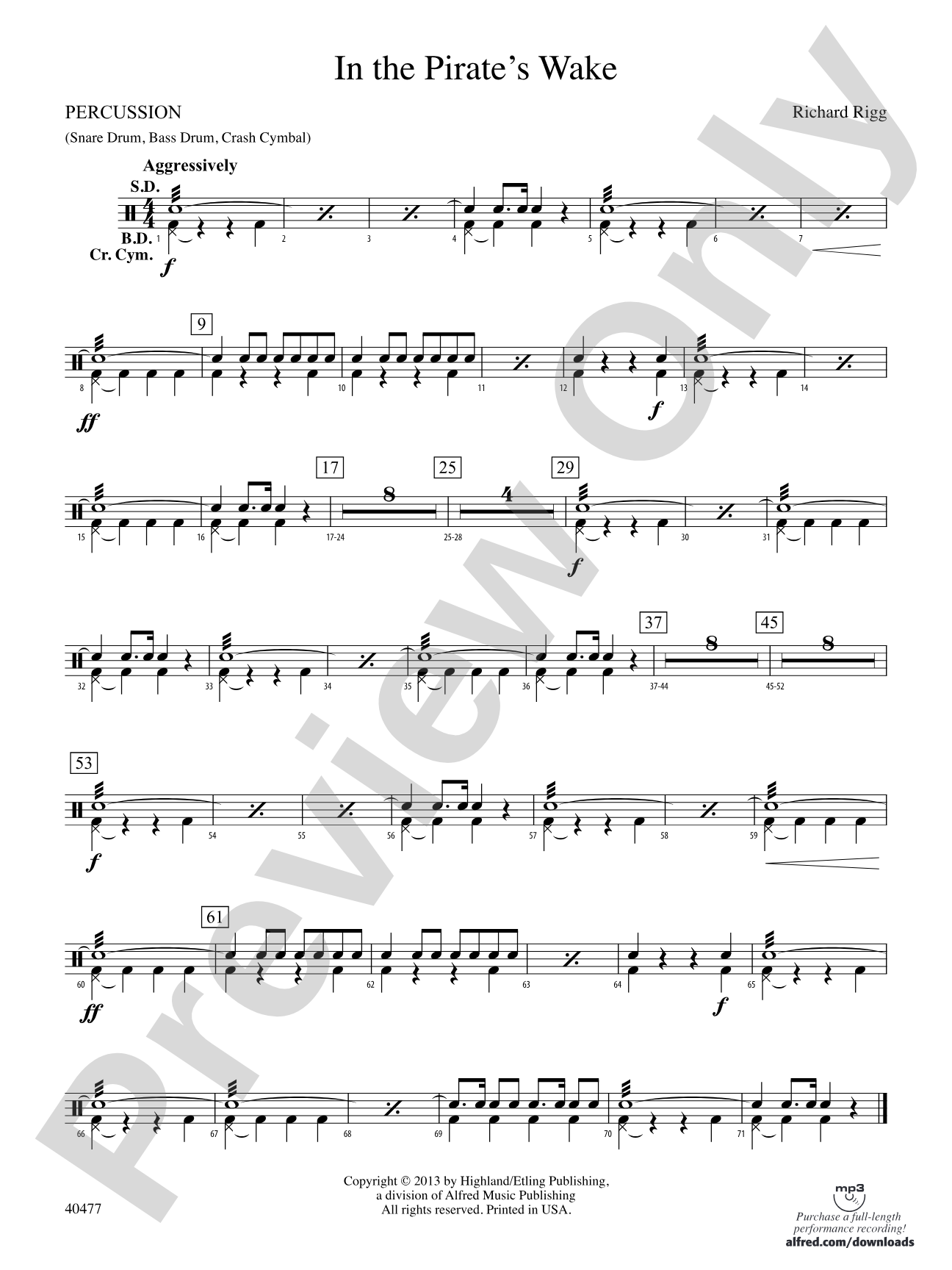 In the Pirate's Wake: 1st Percussion
