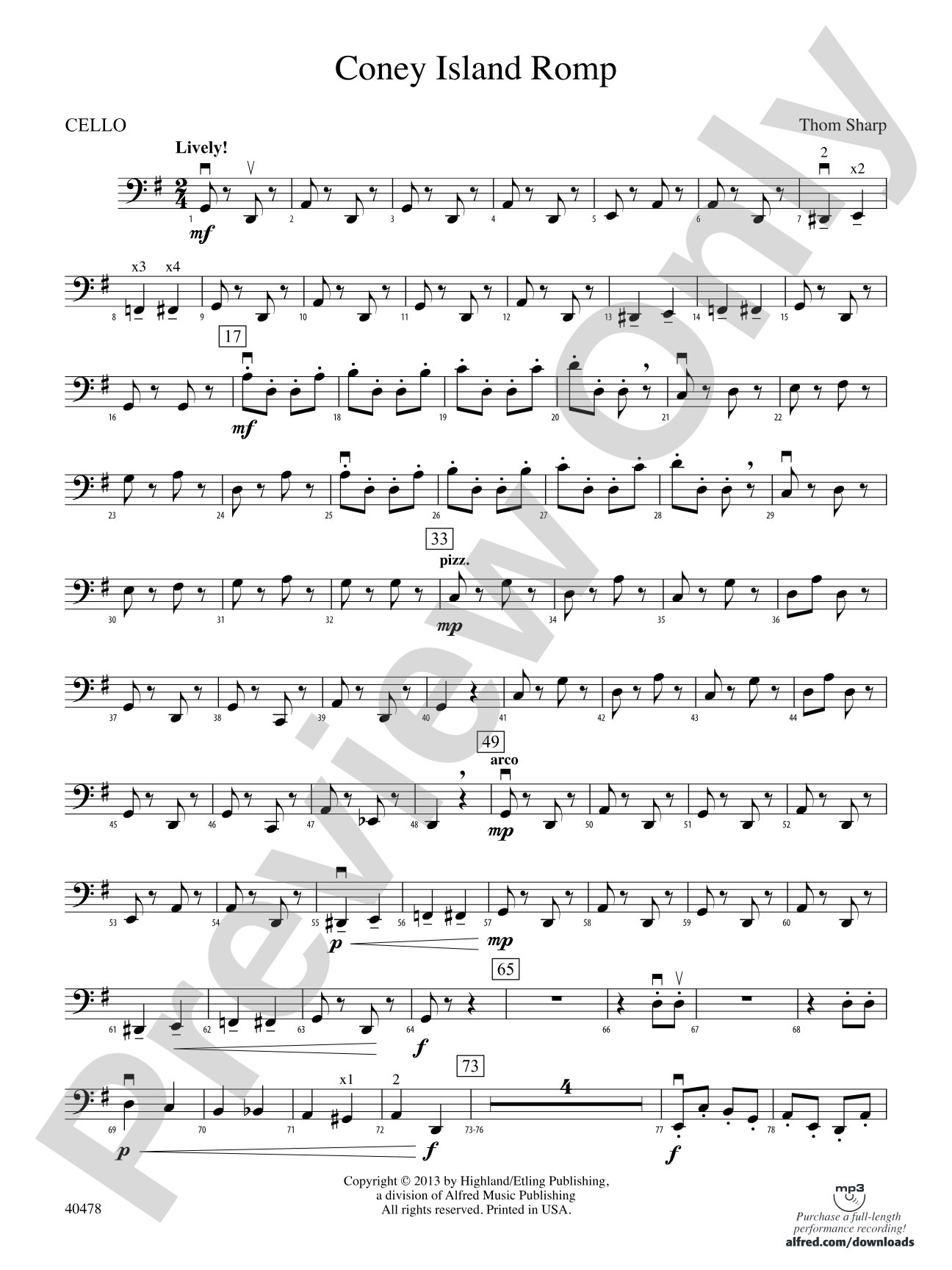 Coney Island Romp: Cello