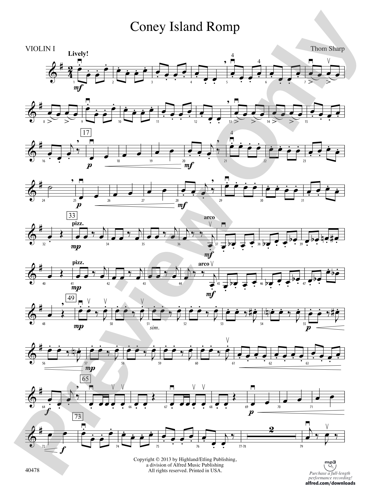 Coney Island Romp: 1st Violin