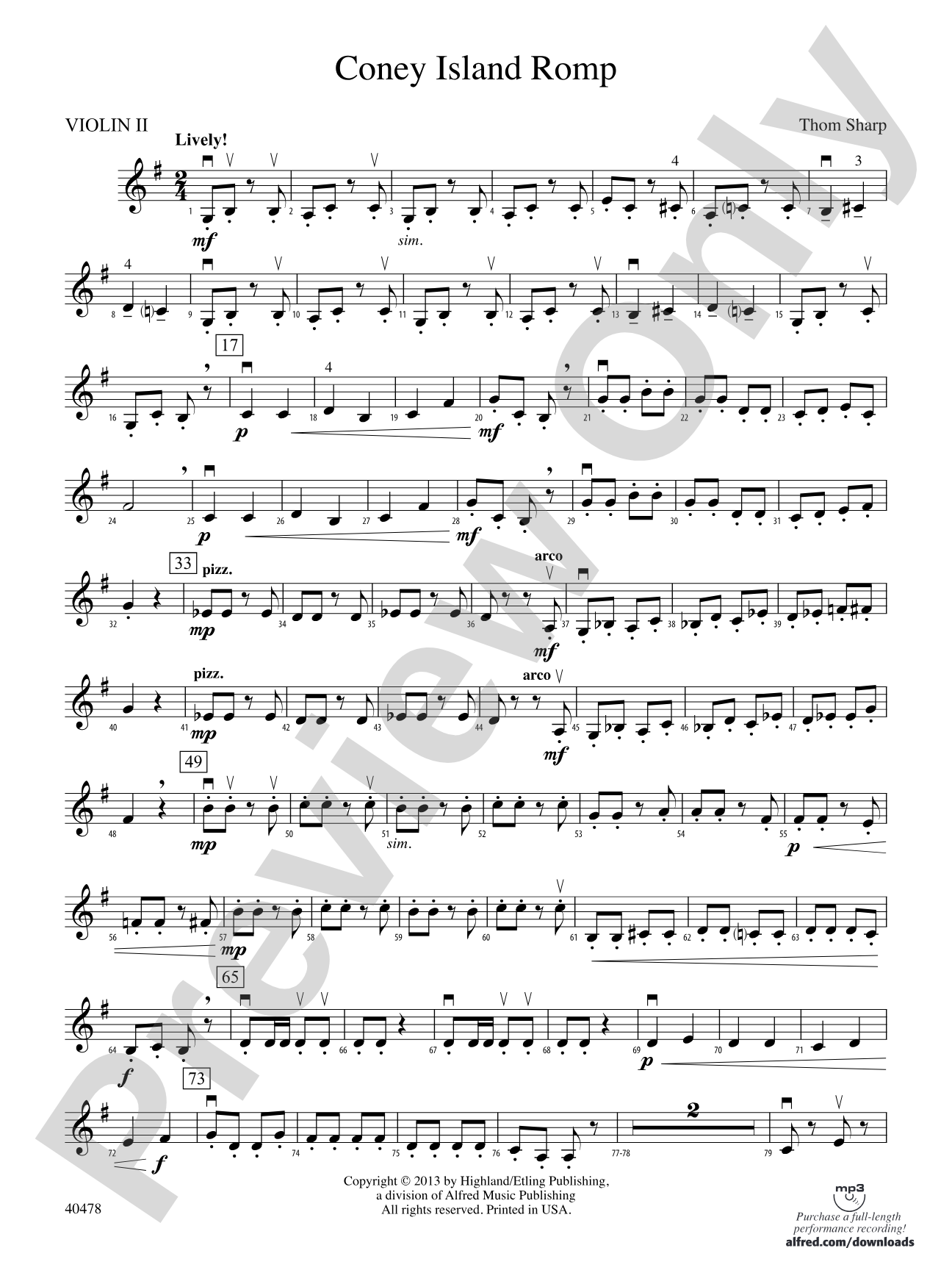 Coney Island Romp: 2nd Violin