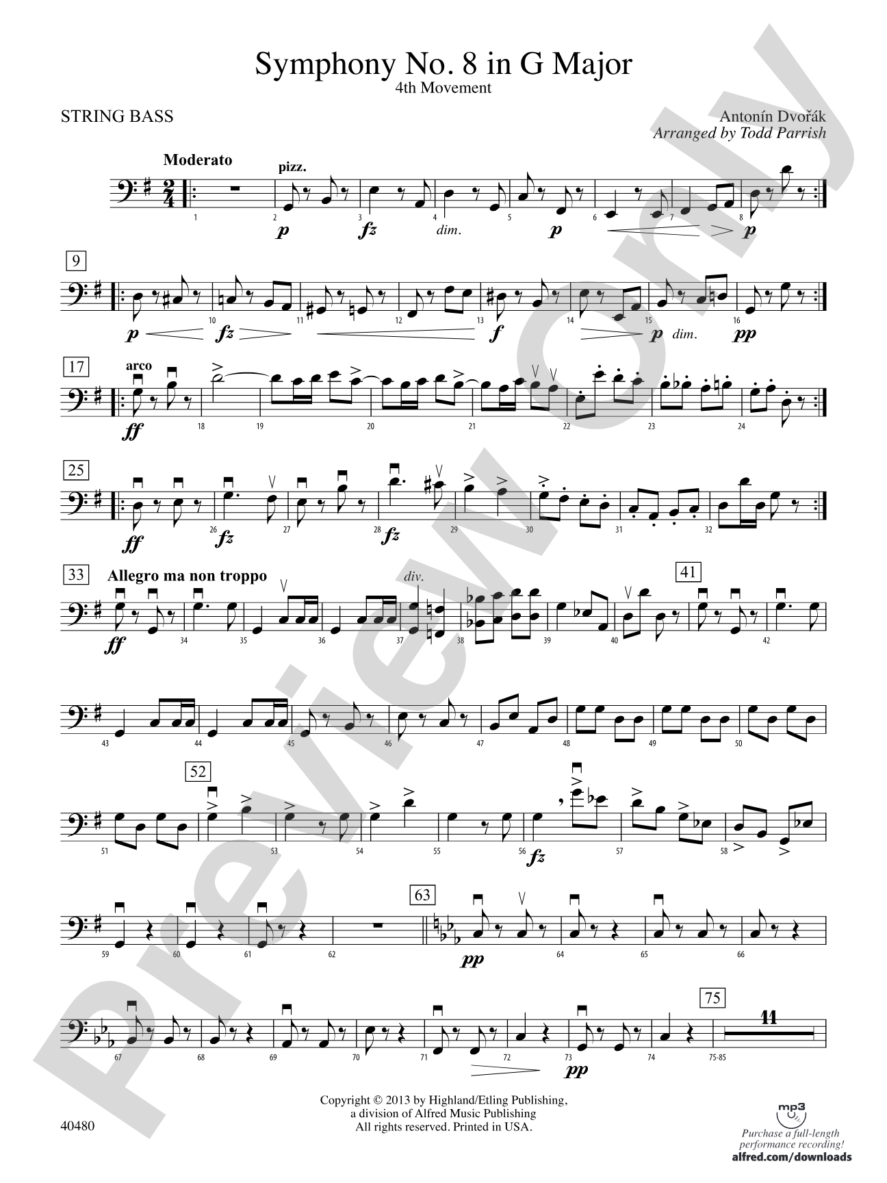 Symphony No. 8 in G Major: String Bass