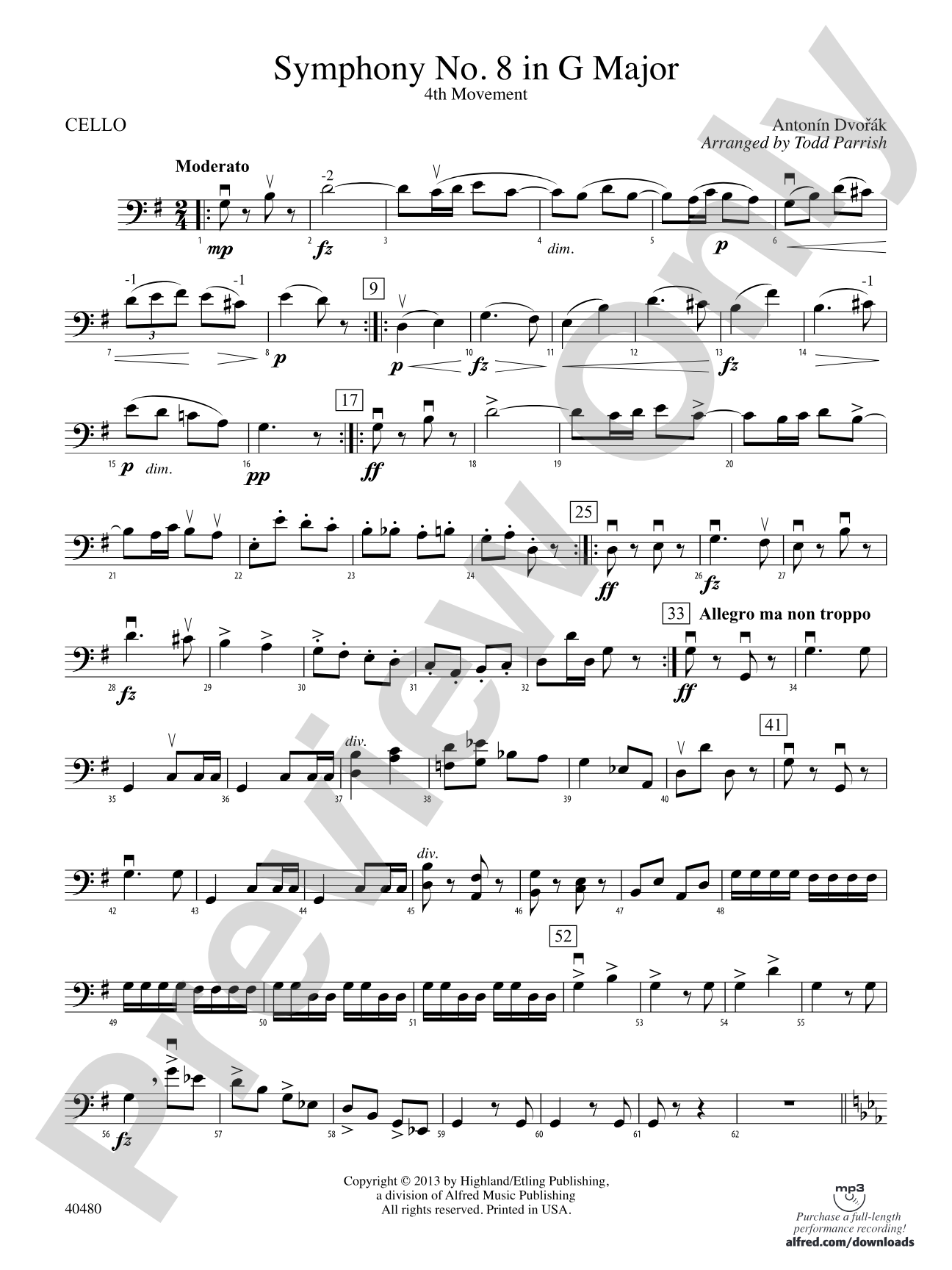 Symphony No. 8 in G Major: Cello